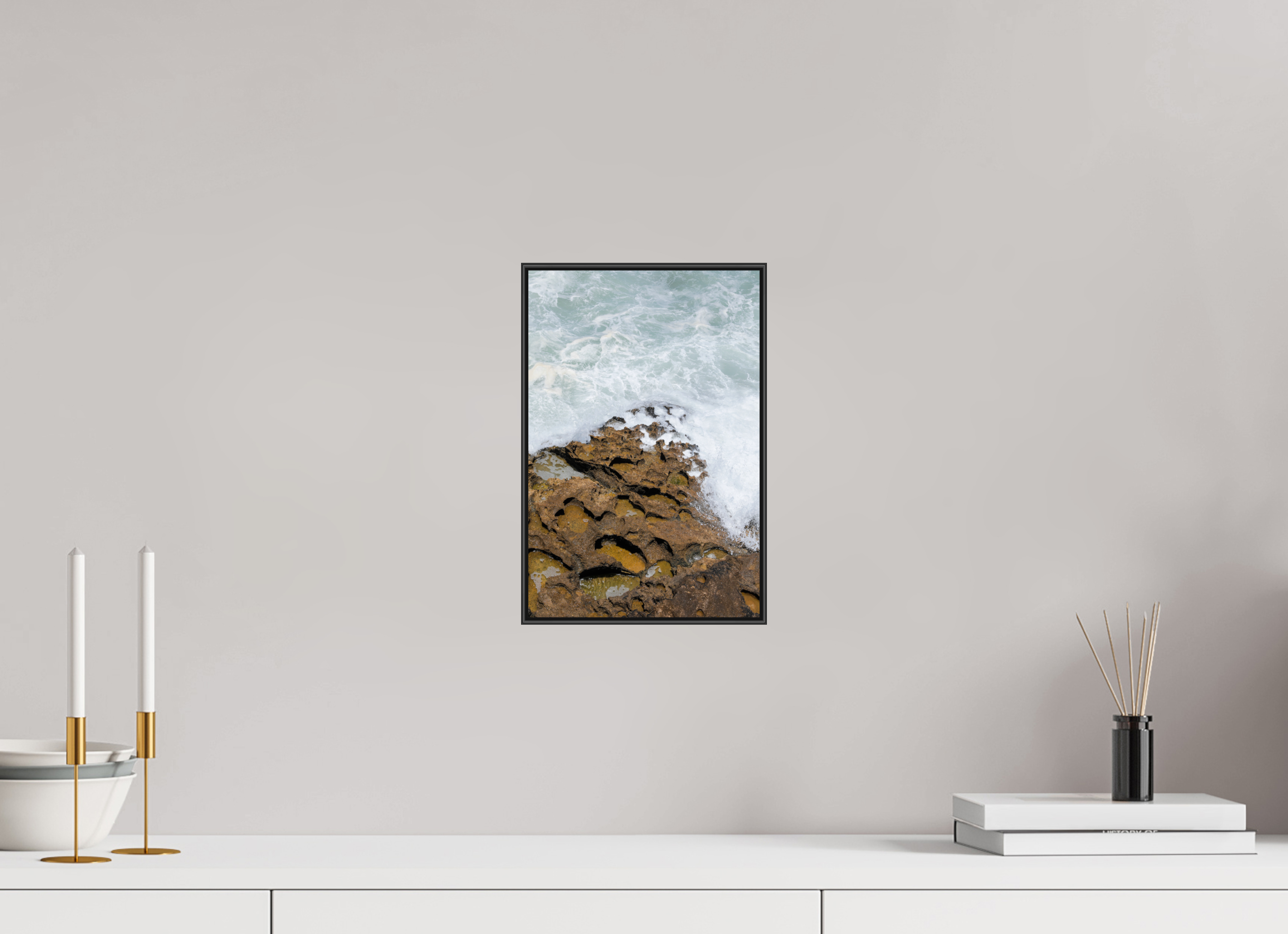 20 x 30 cm, Acrylic glossy 2mm - Alu American case 25mm - black Earth & Sea