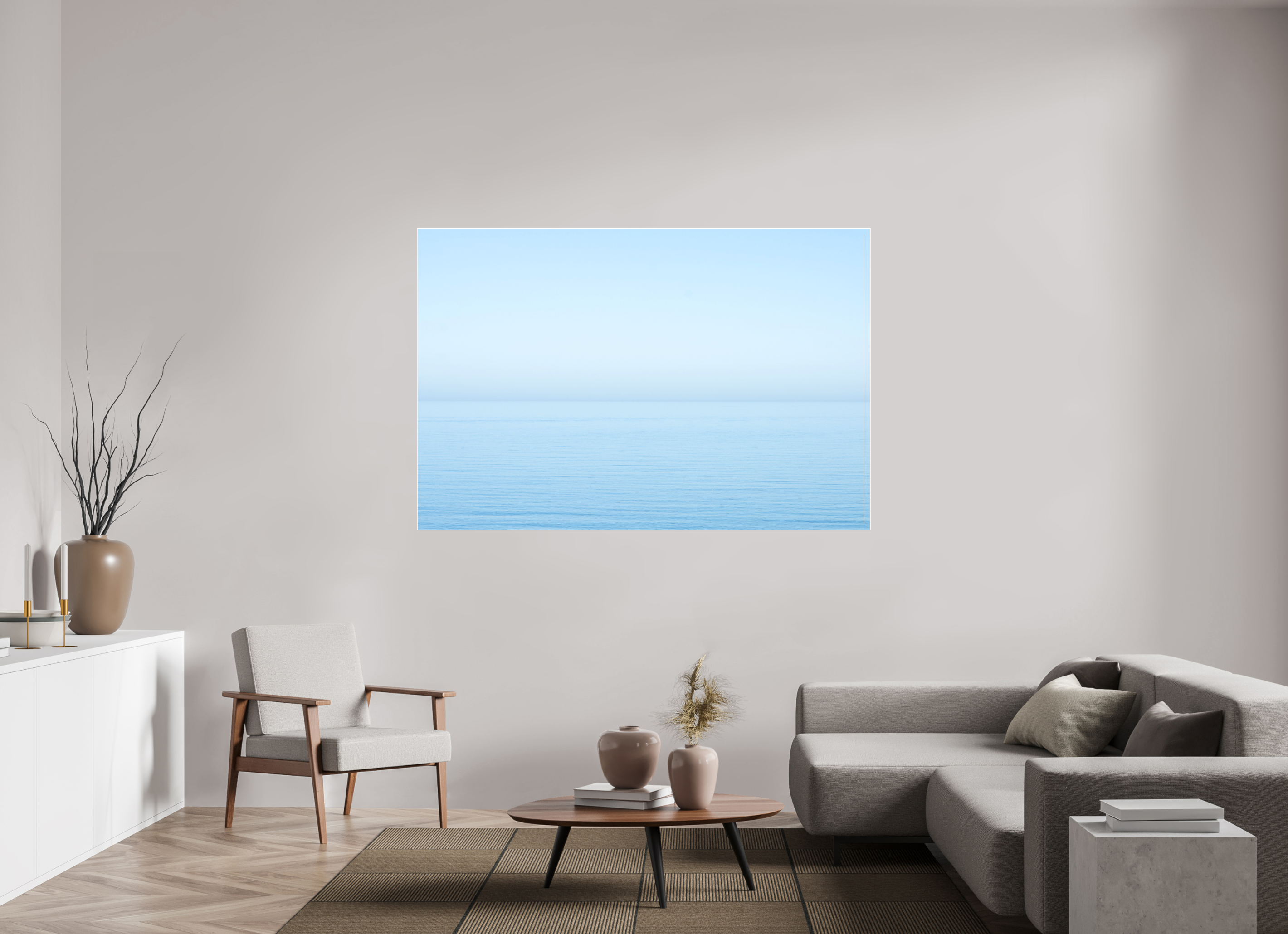 180 x 120 cm, Acrylic matt 2mm - Alu Slime Frame - white The sea Manche 2