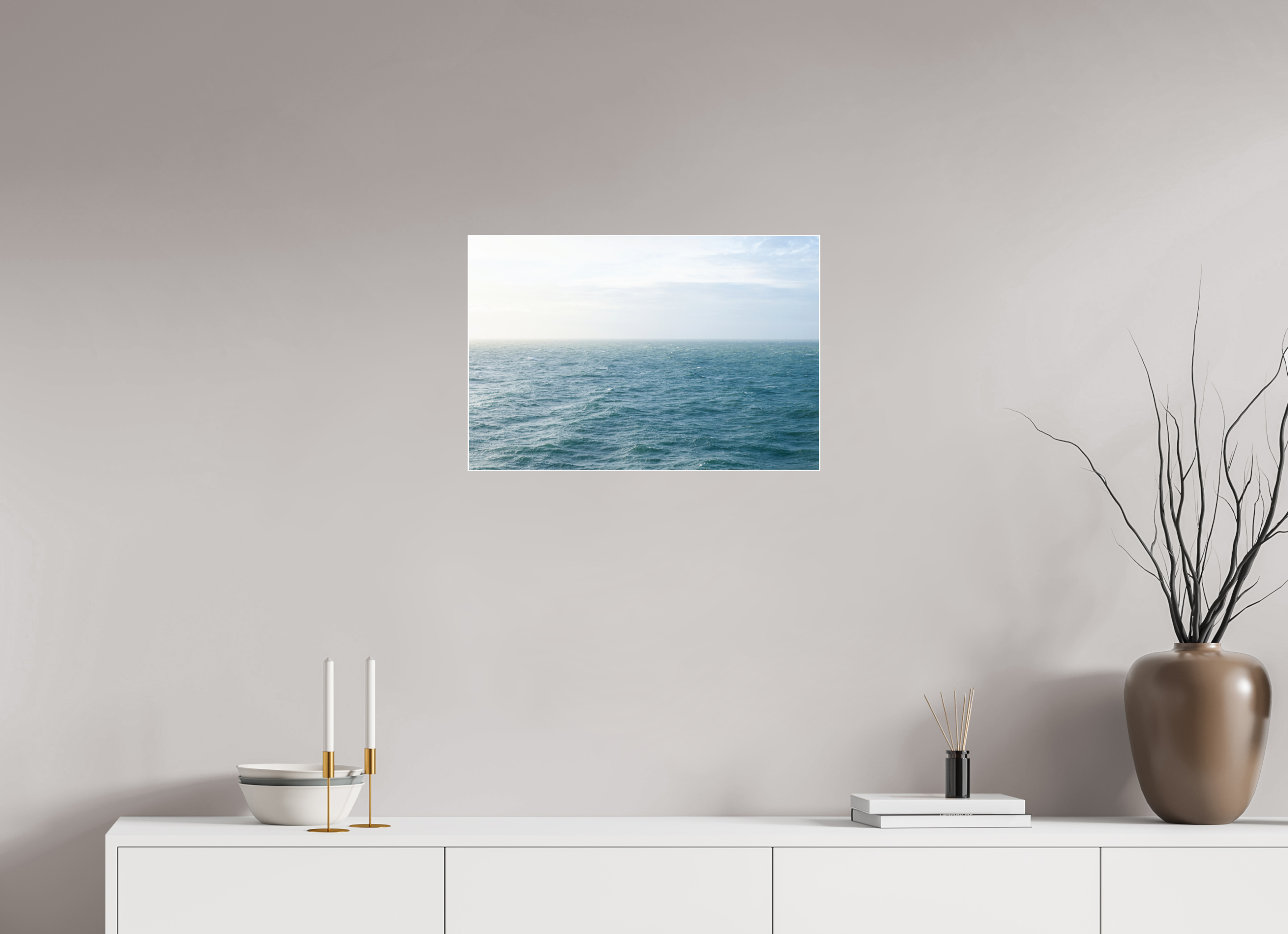 60 x 40 cm, Acrylic glossy 2mm - Alu Slime Frame - white North Sea