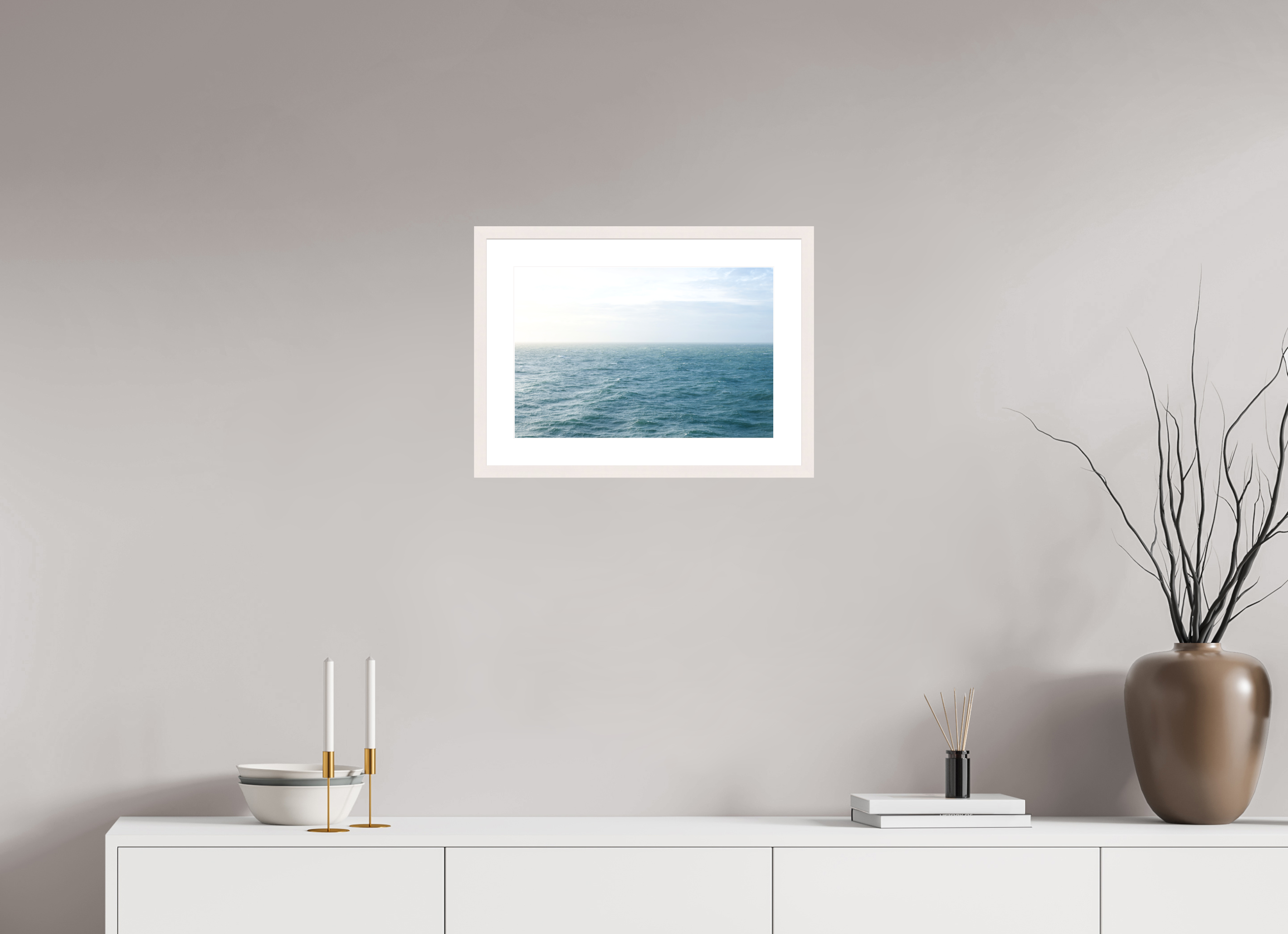 45 x 30 cm, Fine Art Print - Infinity Rag Photo 2 - PP 5cm - Mapple white Frame 20mm North Sea