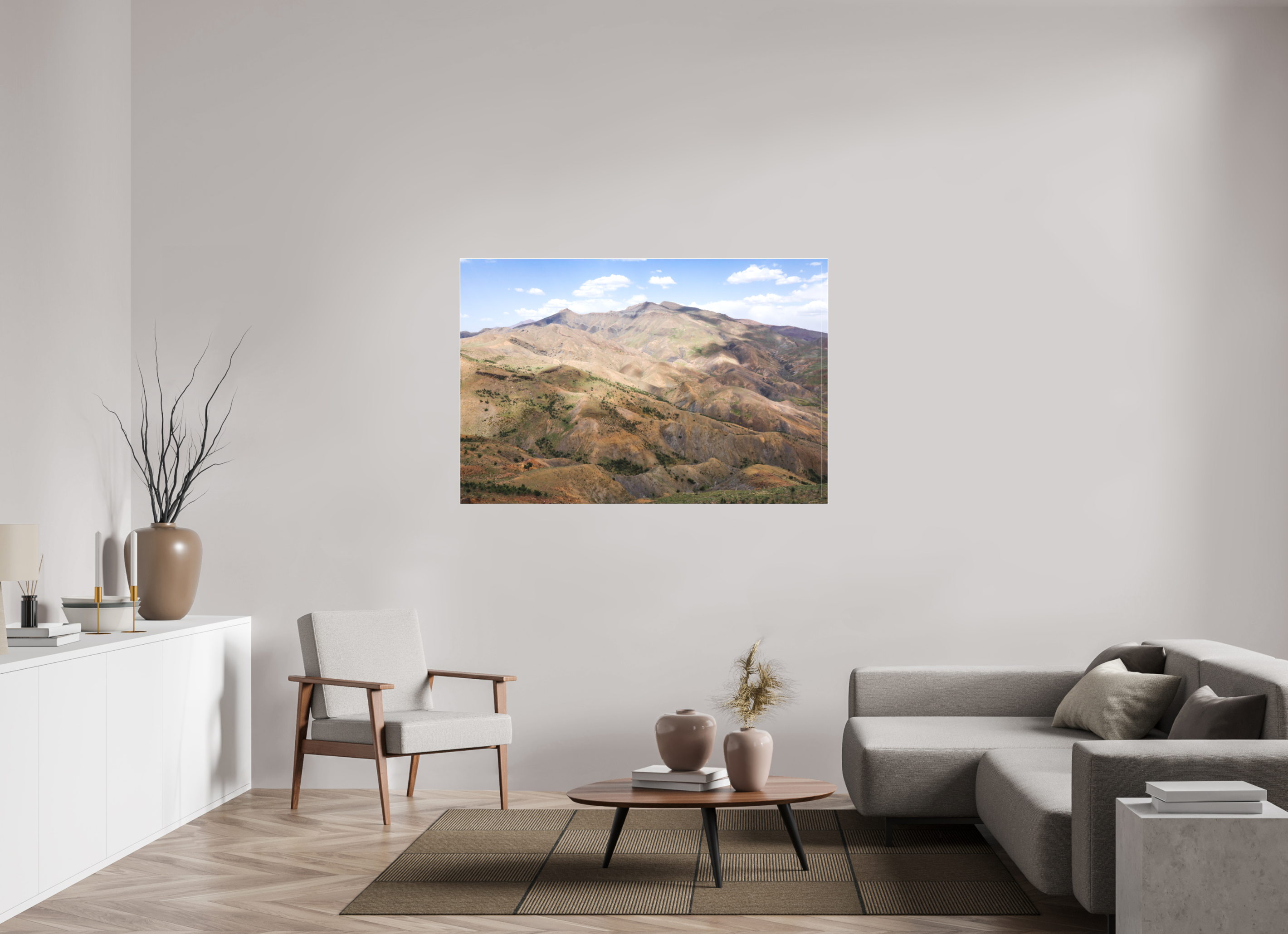 150 x 100 cm, Acrylic matt 2mm - Alu Slime Frame - white Atlas from Marocco