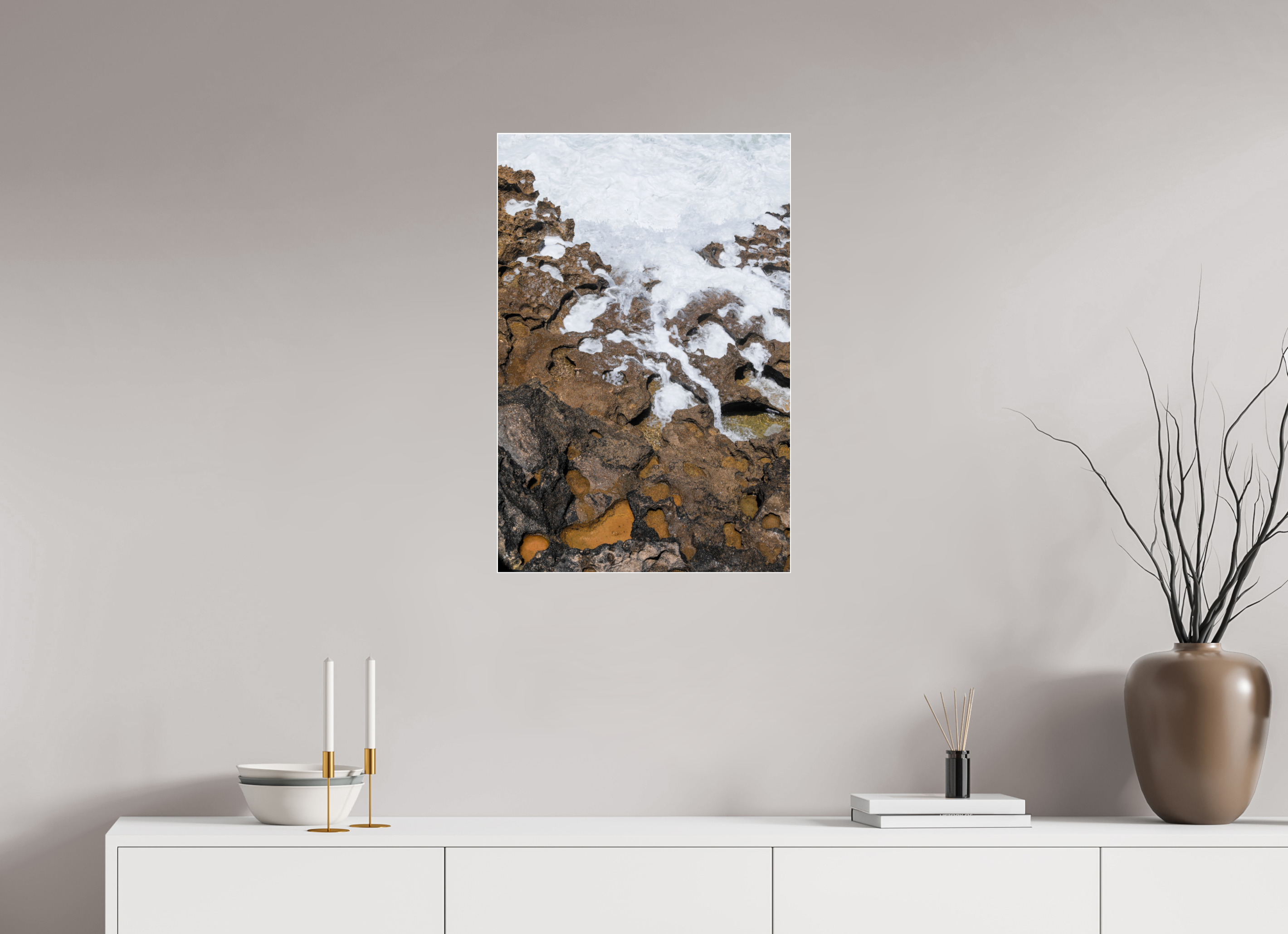 50 x 75 cm, Acrylic glossy 2mm - Alu Slime Frame - white Earth & Sea 2