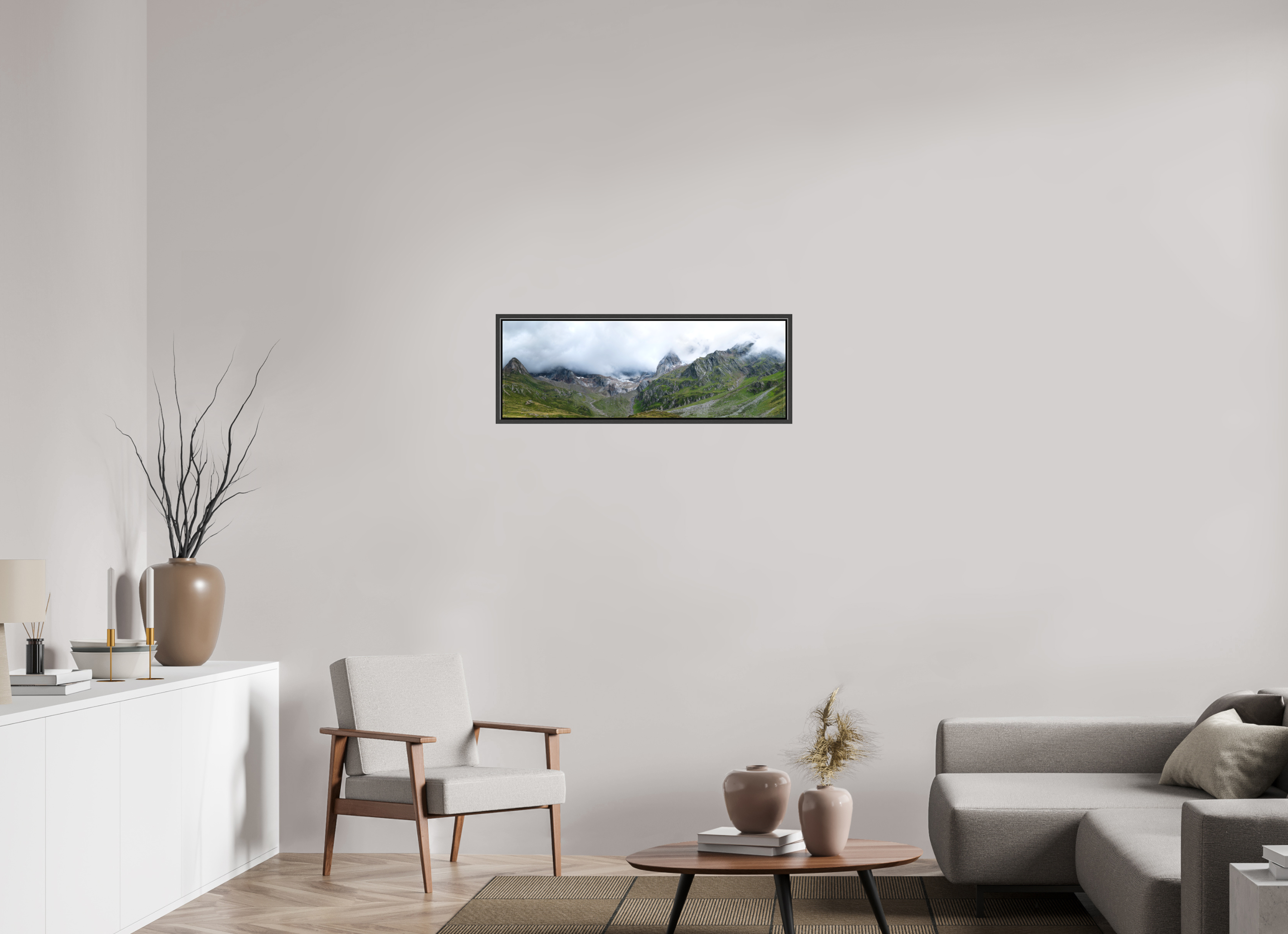 90 x 30 cm, Canvas Matt 20mm - Ame case 15mm - Oak black South Tyrol 2 - 1x3