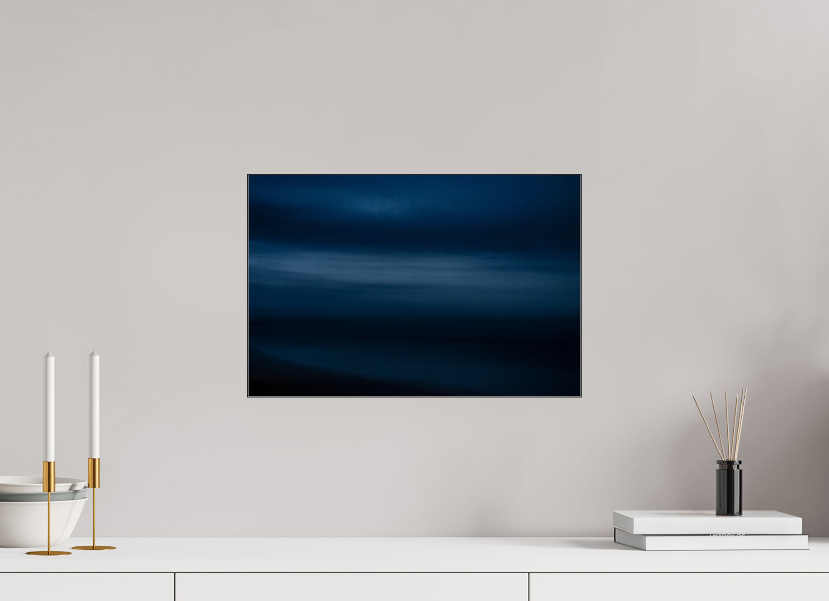 45 x 30 cm, Acrylic glossy 2mm - Alu Slime Frame - black The sea at night