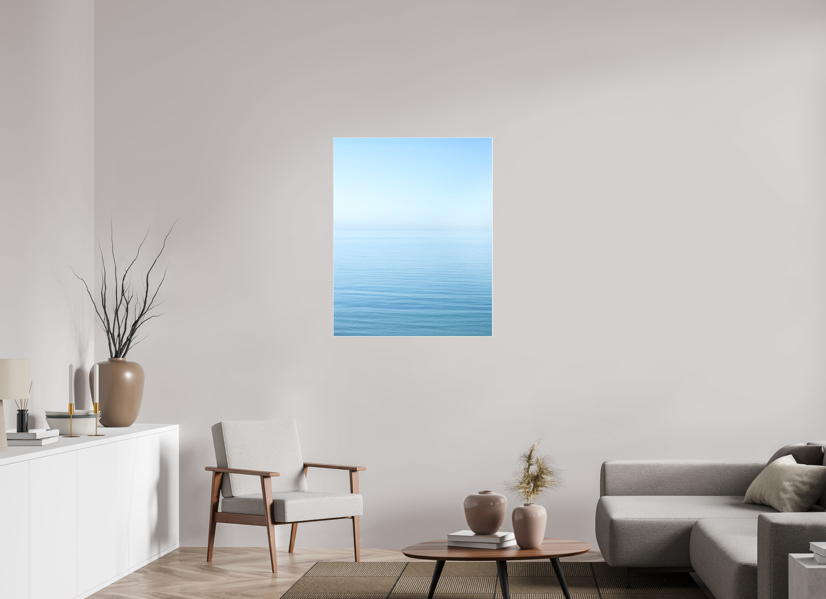 80 x 100 cm, Acrylic matt 2mm - Alu Slime Frame - white The sea Manche