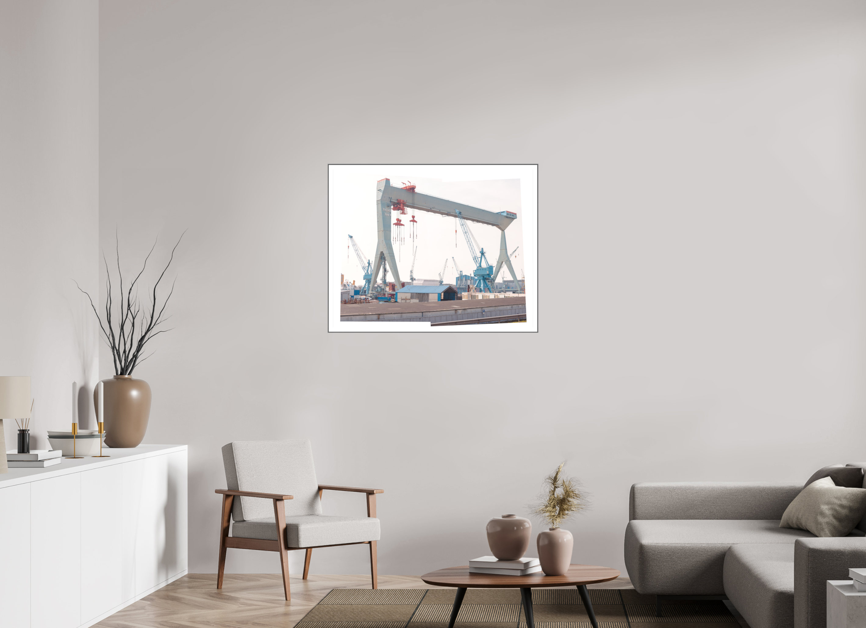 100 x 80 cm, Acrylic matt 2mm - Alu American case 25mm - silver Jocho_Portalkran_Hamburg