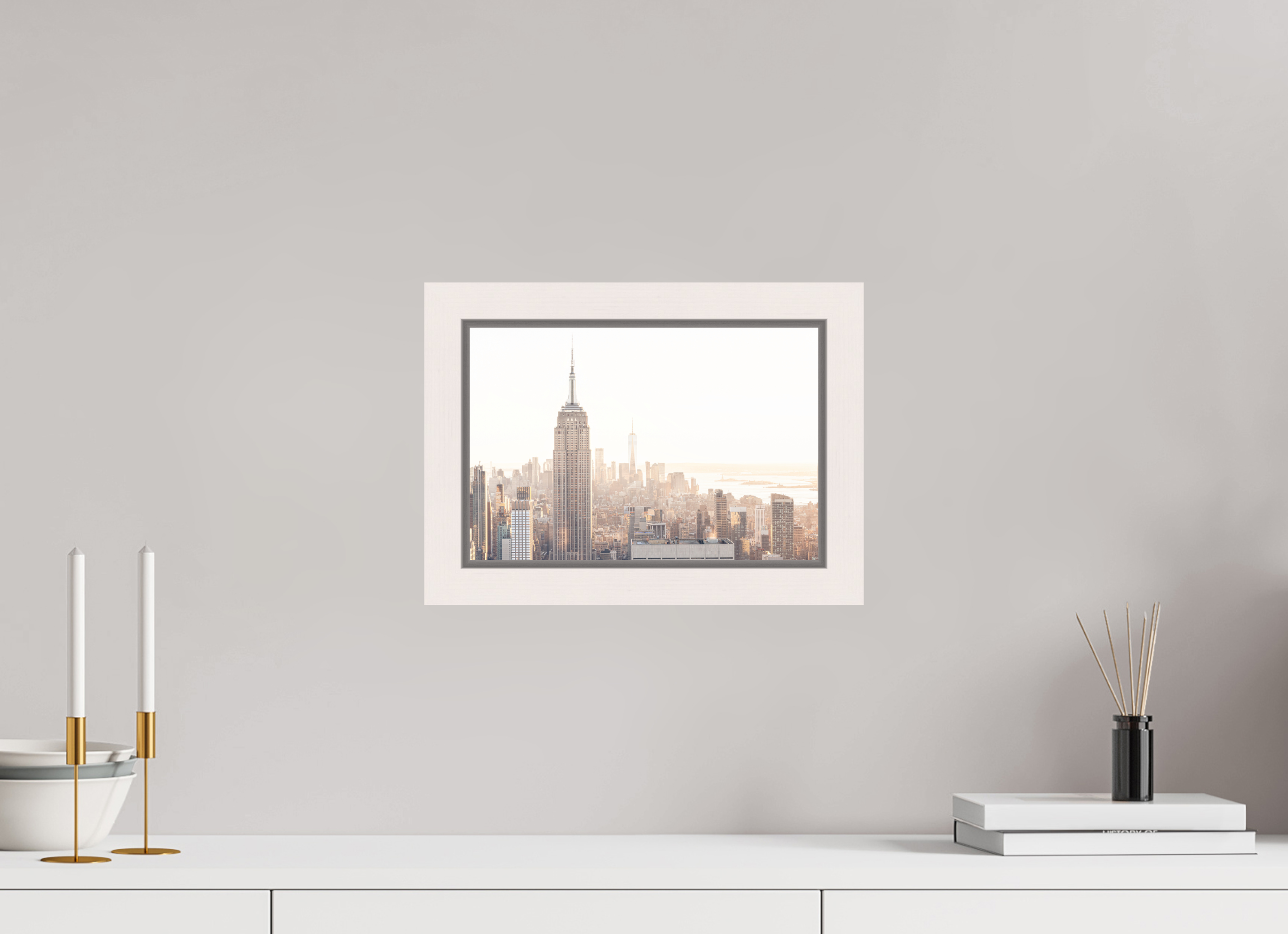 30 x 20 cm, Fine Art Print - Infinity Rag Photo 2 - Ame case 31mm - mapple white Empire State Building sunnygold