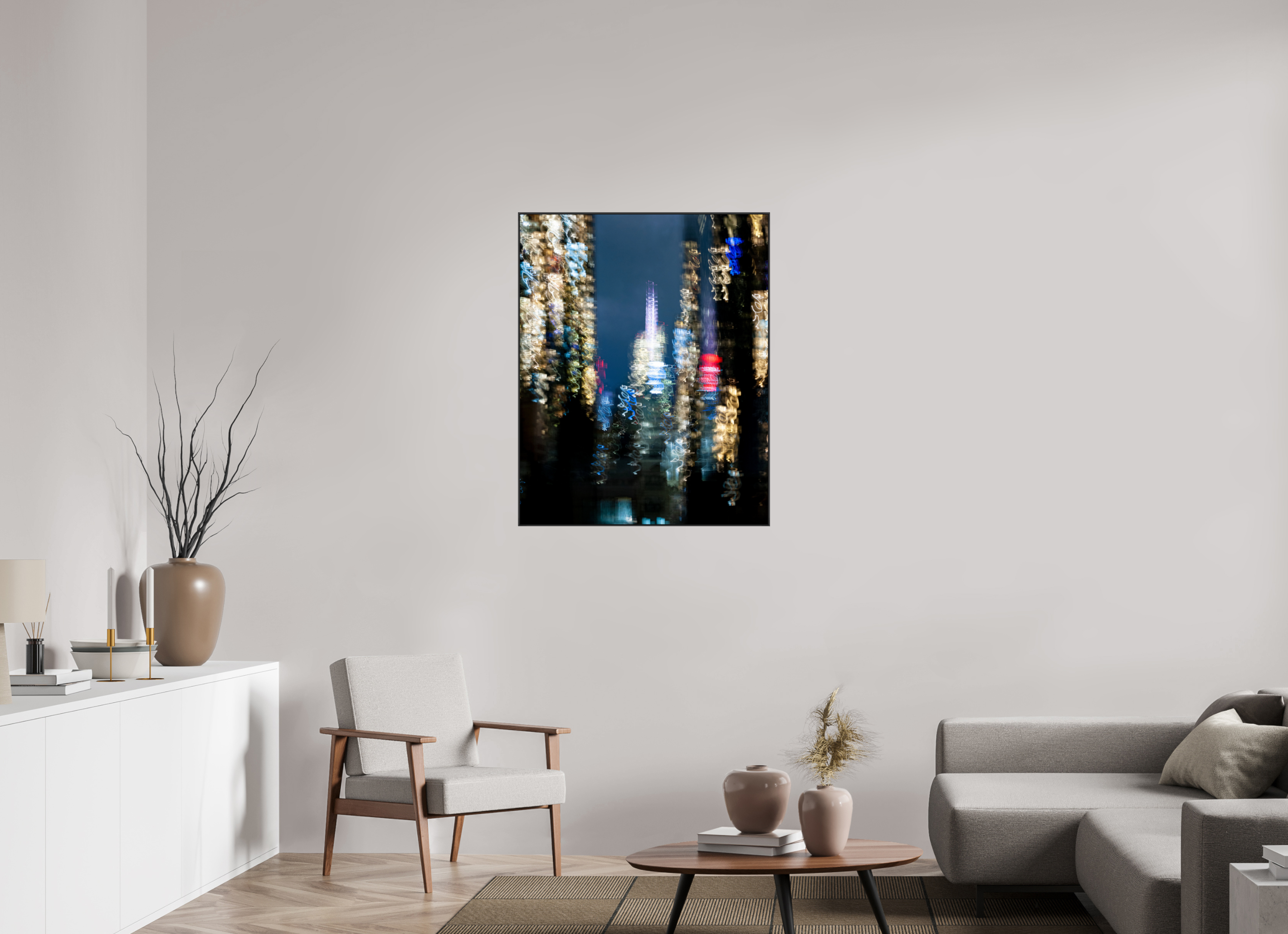80 x 100 cm, Acrylic glossy 2mm - Alu American case 25mm - black NYC by night