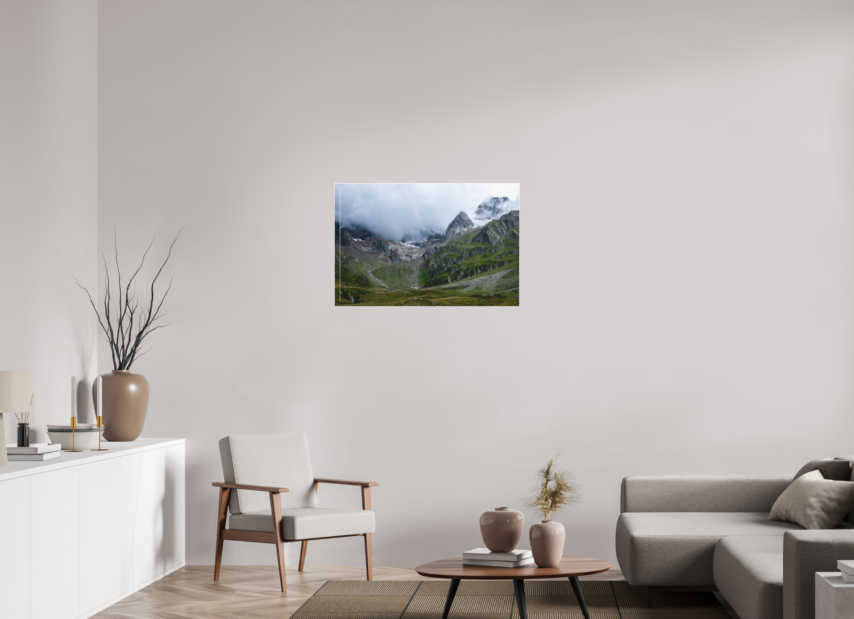 90 x 60 cm, Acrylic matt 2mm - Alu Slime Frame - white South Tyrol