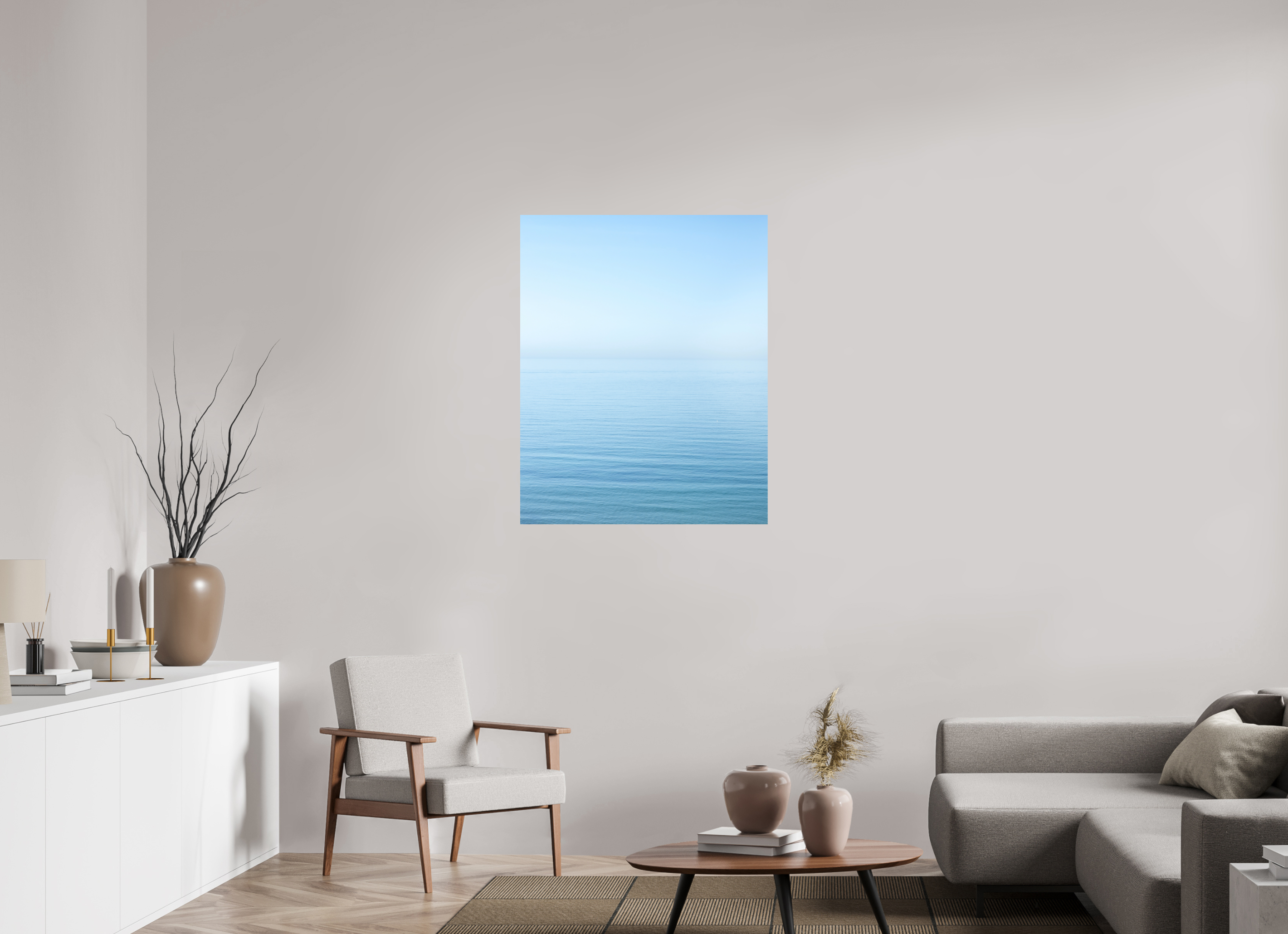 80 x 100 cm, Photo print Matt on Alu Dibond The sea Manche