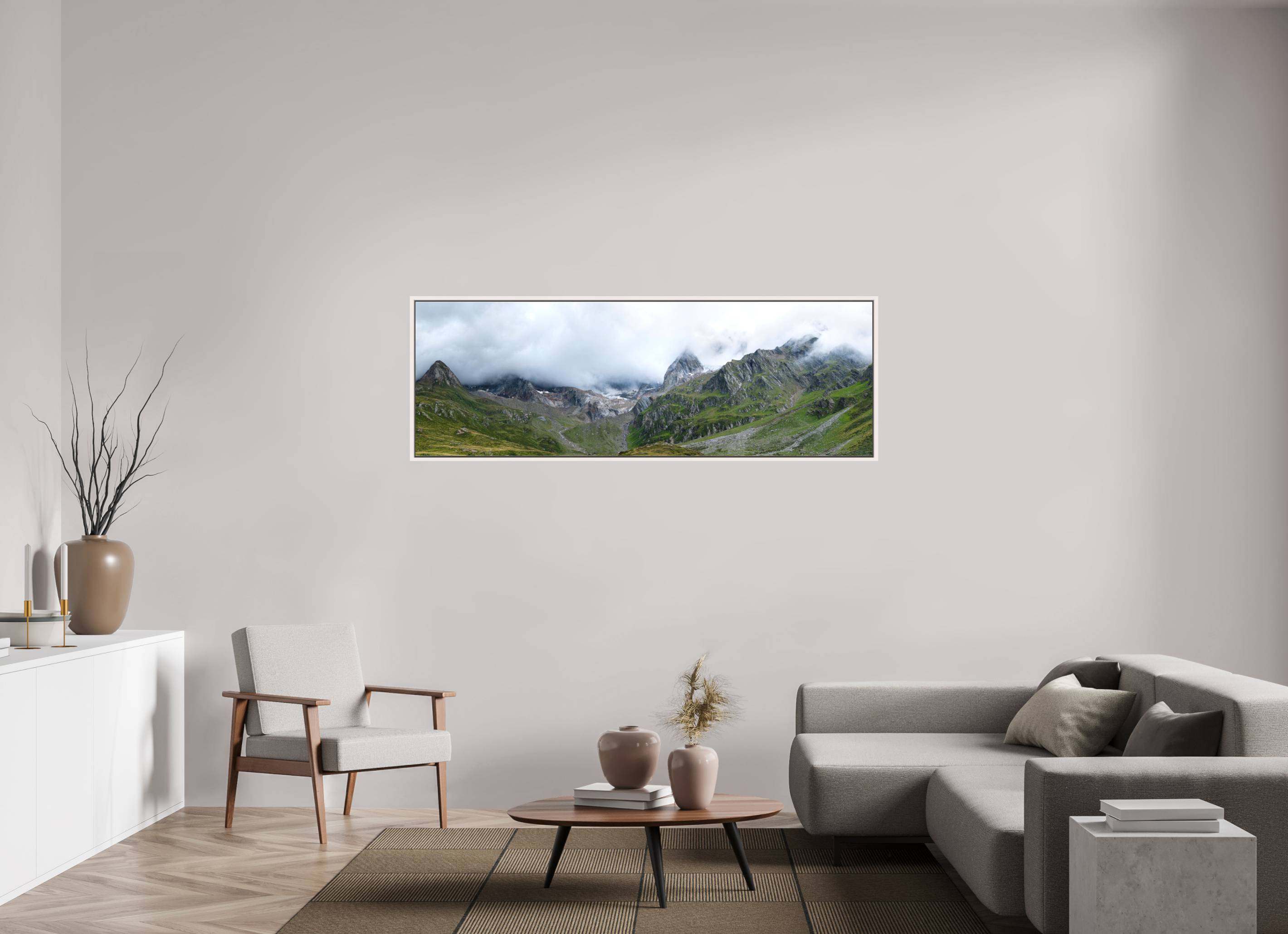 180 x 60 cm, Canvas Matt 20mm - Ame case 15mm - Mapple white South Tyrol 2 - 1x3