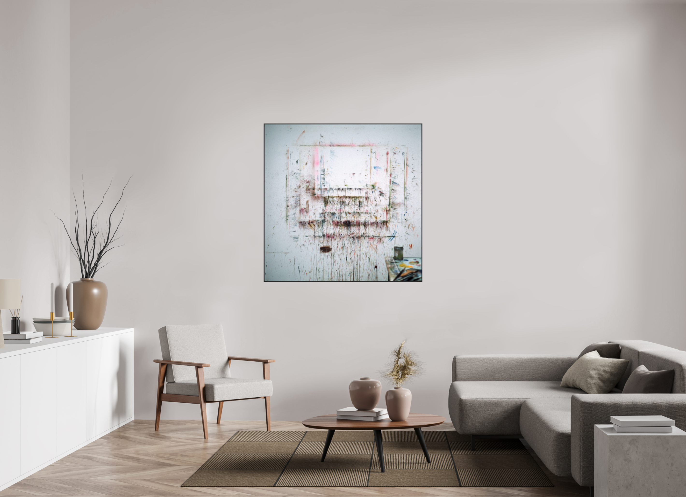 120 x 120 cm, Acrylic glossy 2mm - Alu American case 25mm - black A for Art