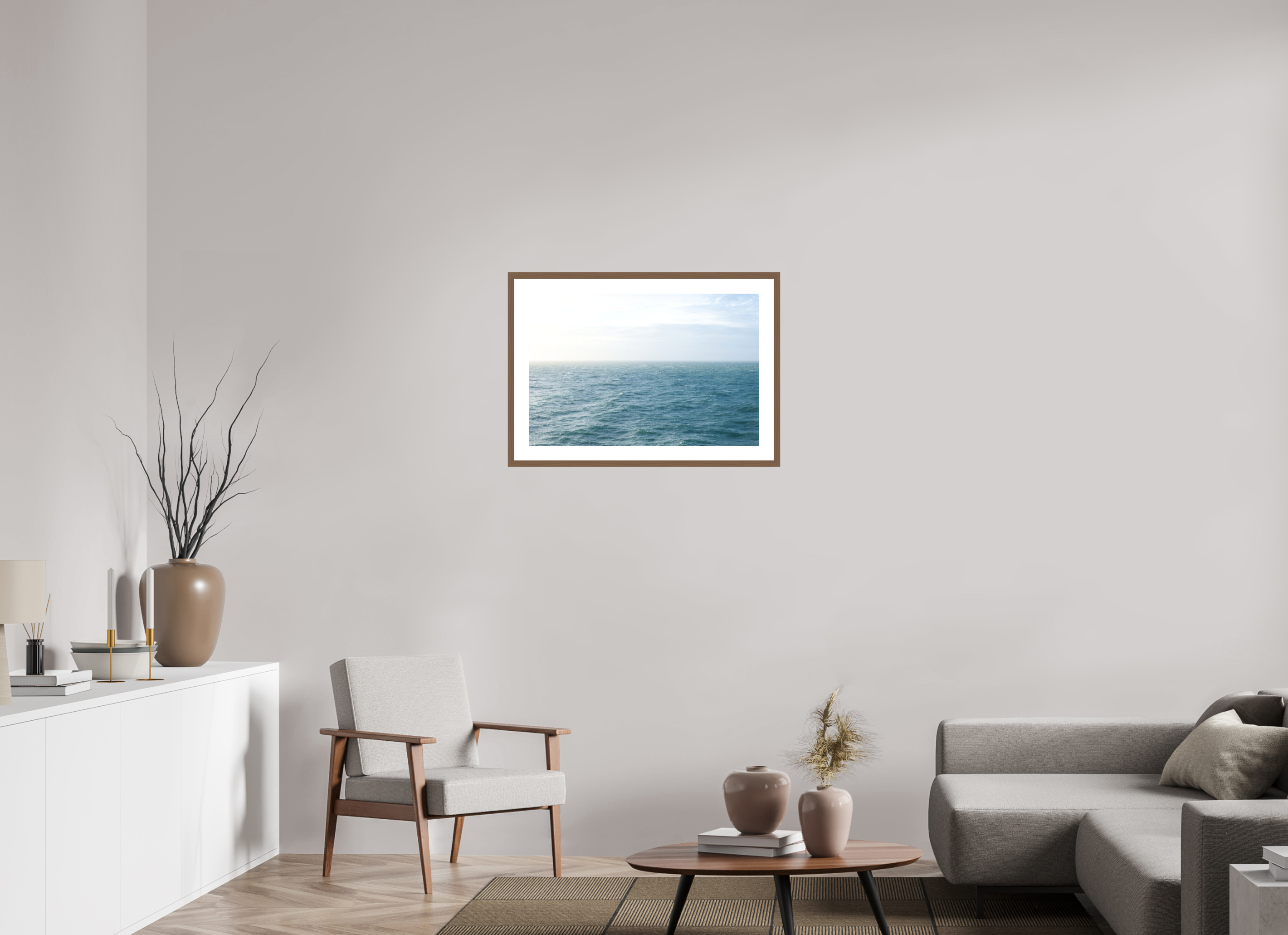 75 x 50 cm, Fine Art Print - Infinity Rag Photo 2 - PP 5cm - Walnus Frame 20mm North Sea