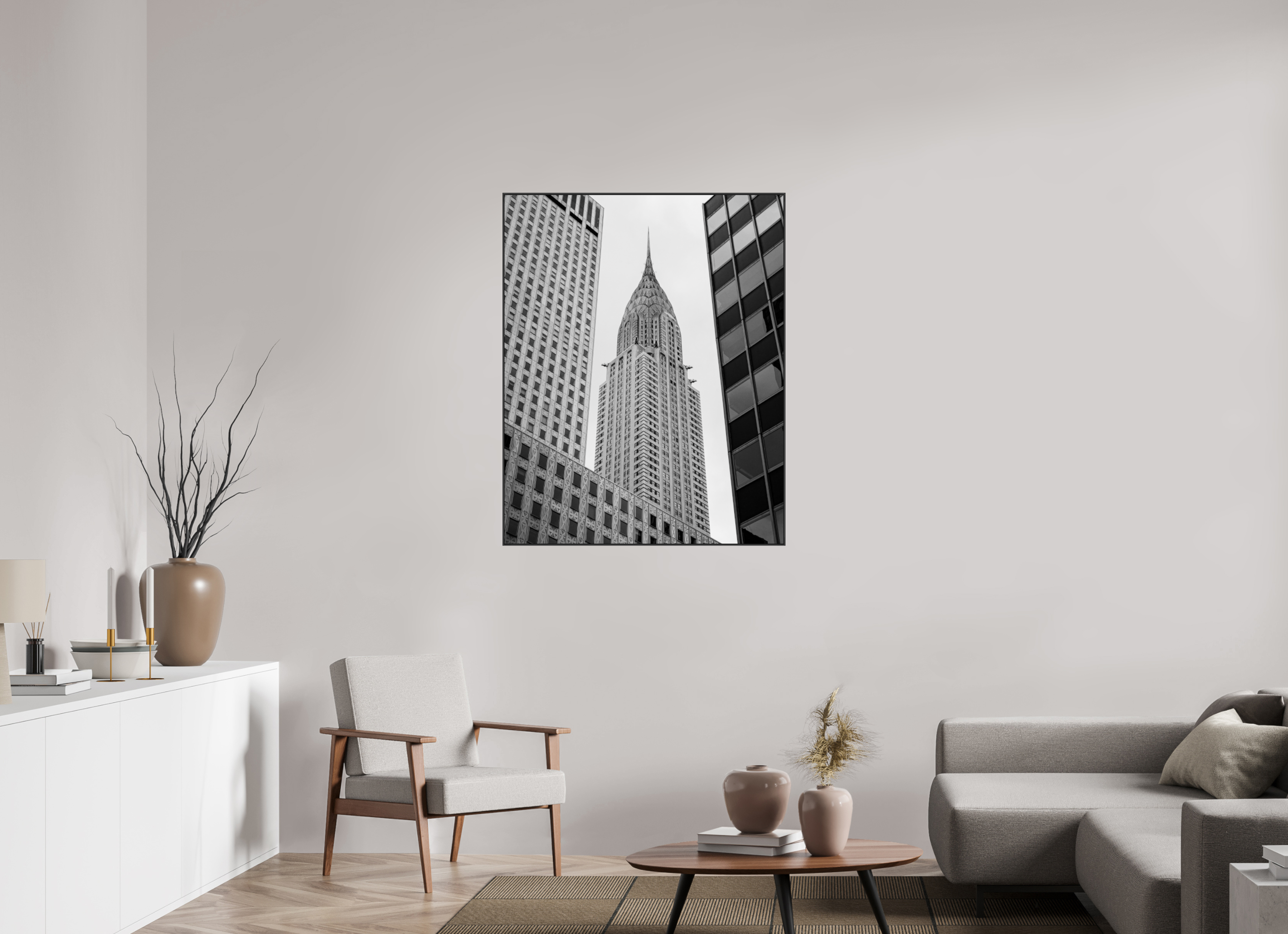 90 x 112,5 cm, Acrylic glossy 2mm - Alu American case 25mm - black Chrysler Building