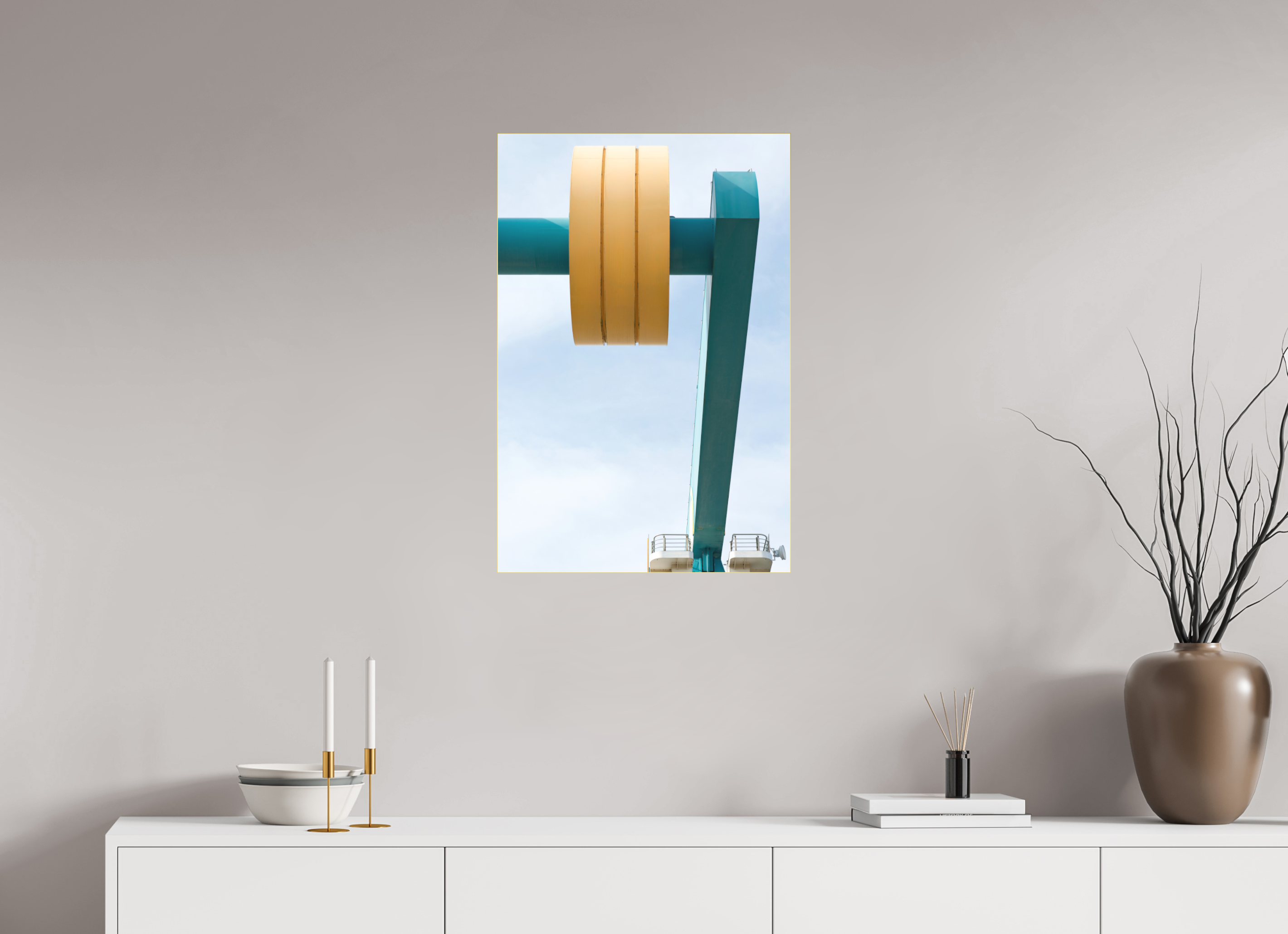 50 x 75 cm, Acrylic matt 2mm - Alu Slime Frame - gold Counterweight