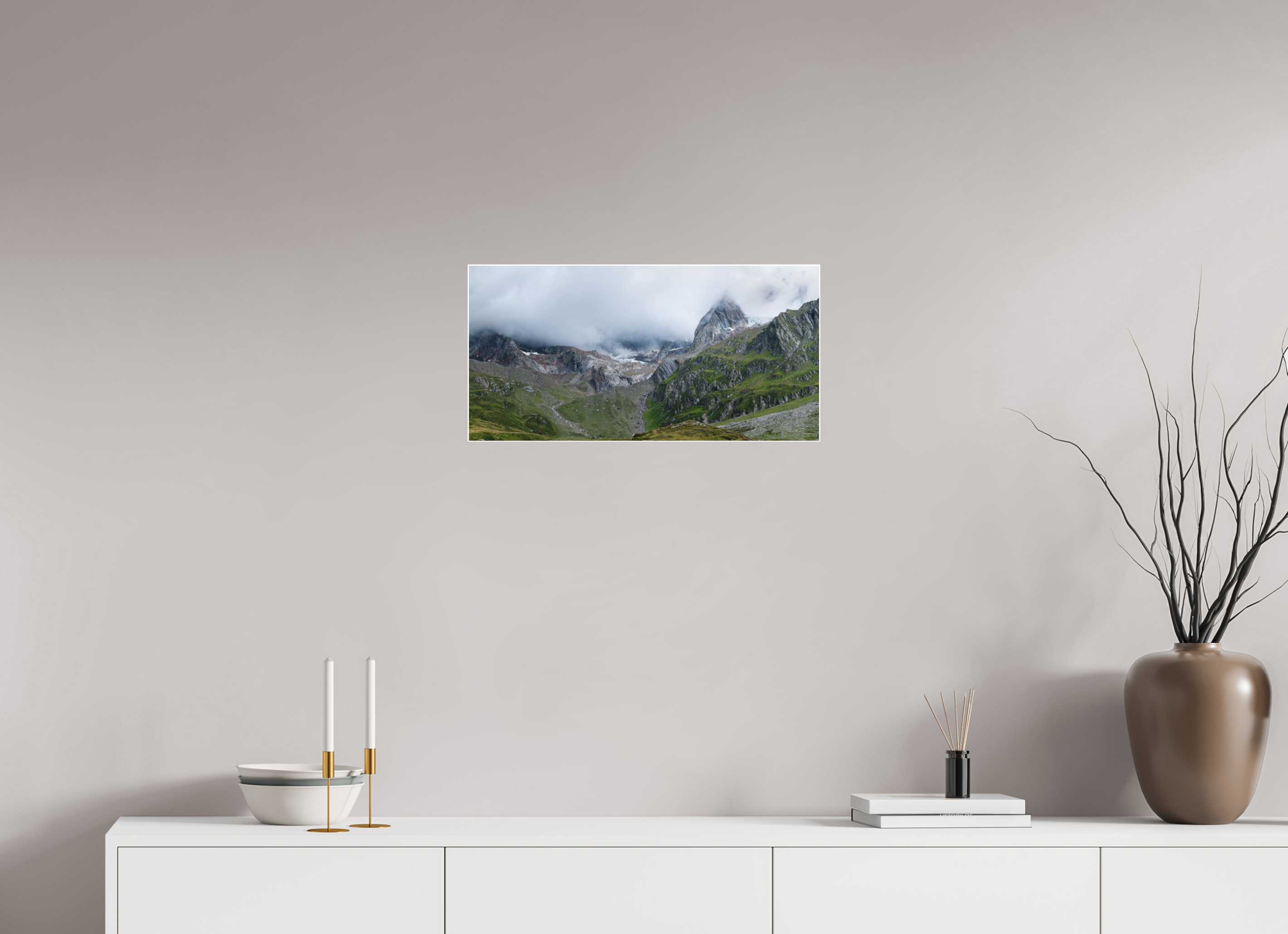 60 x 30 cm, Acrylic matt 2mm - Alu Slime Frame - white South Tyrol 1/2