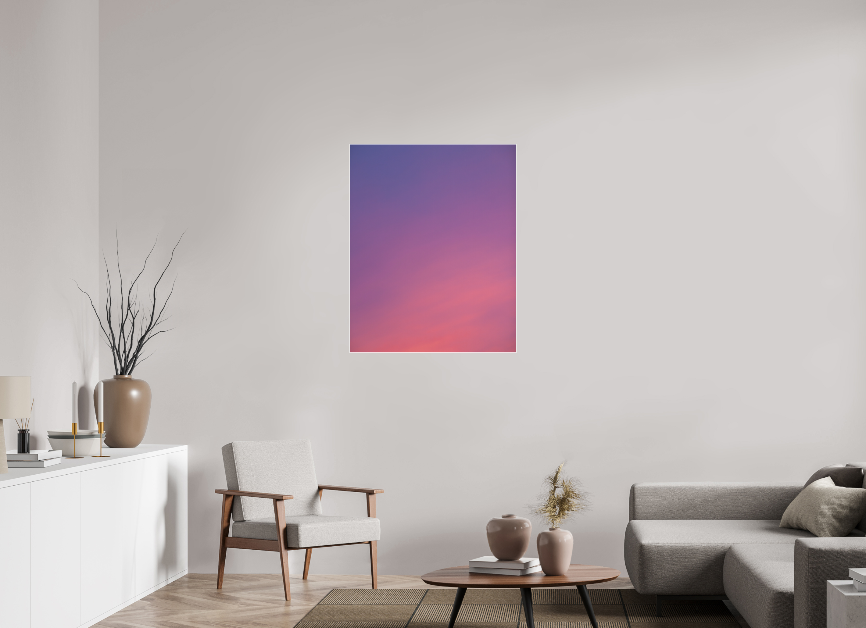 80 x 100 cm, Acrylic glossy 2mm - Alu Slime Frame - white Sunset in Hamburg