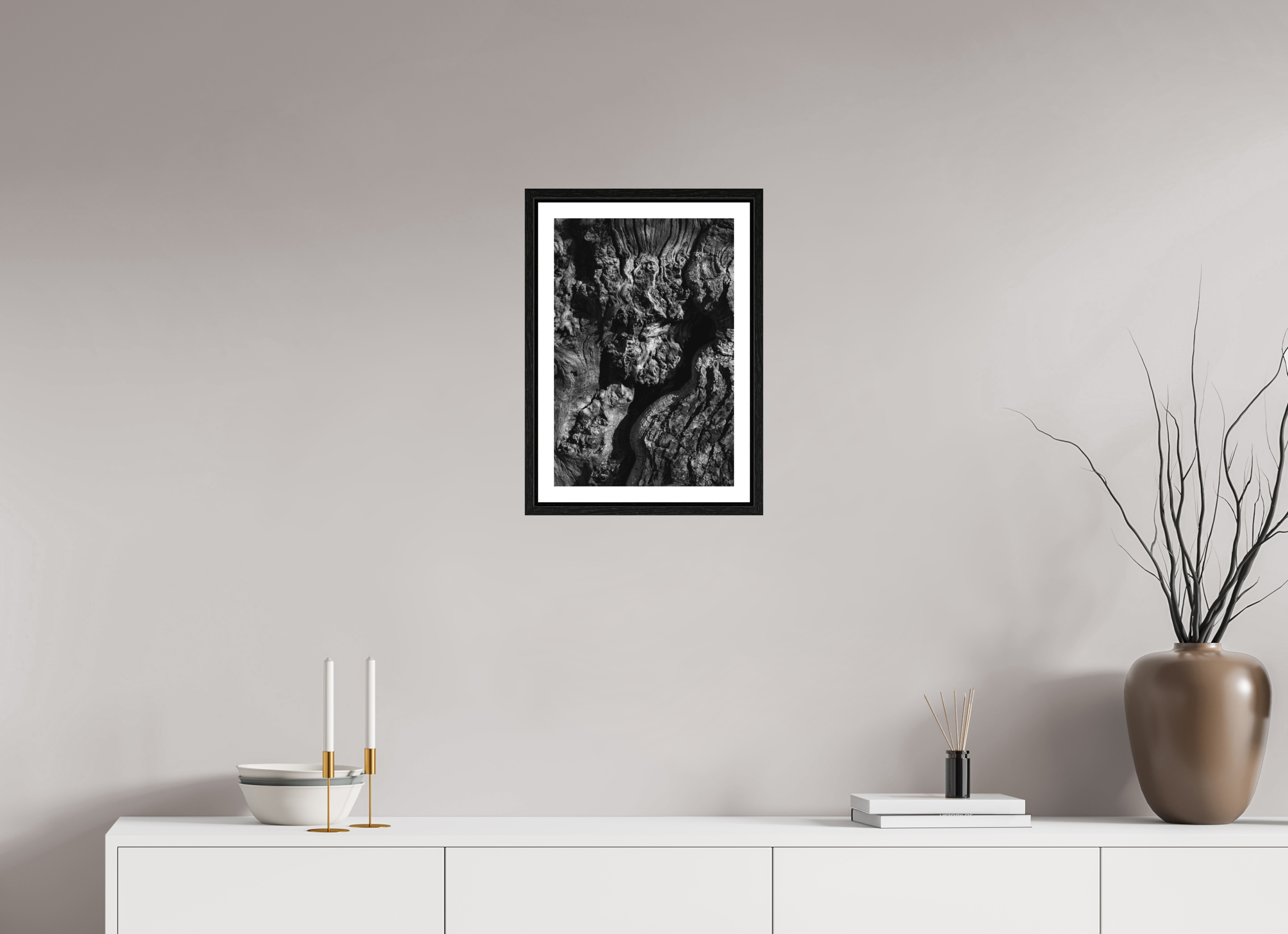 30 x 45 cm, Fine Art Print - Infinity Rag Photo 2 - border 3cm- Ame case 15mm - oak black Tree skin