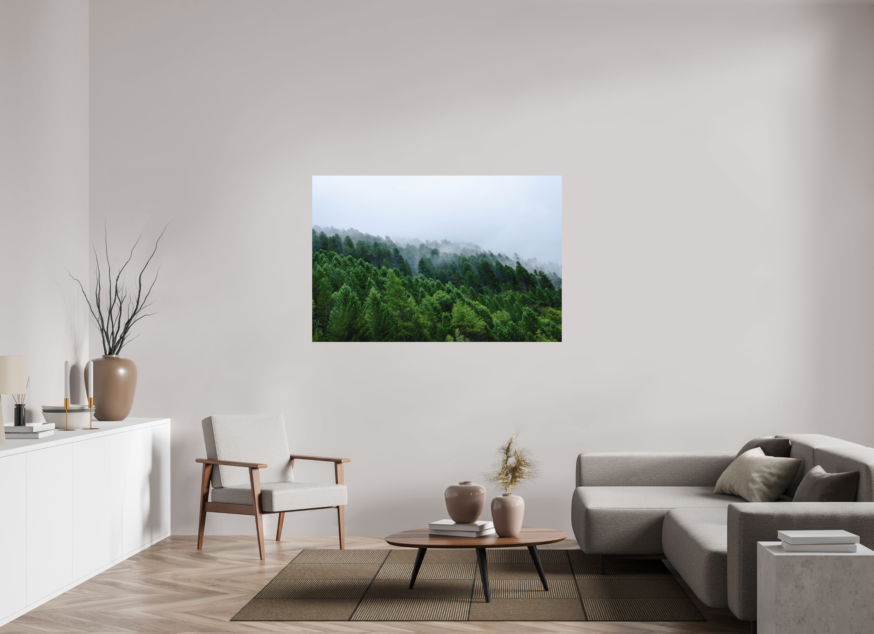 150 x 100 cm, Photo print Matt on Alu Dibond Trees lined slope 2