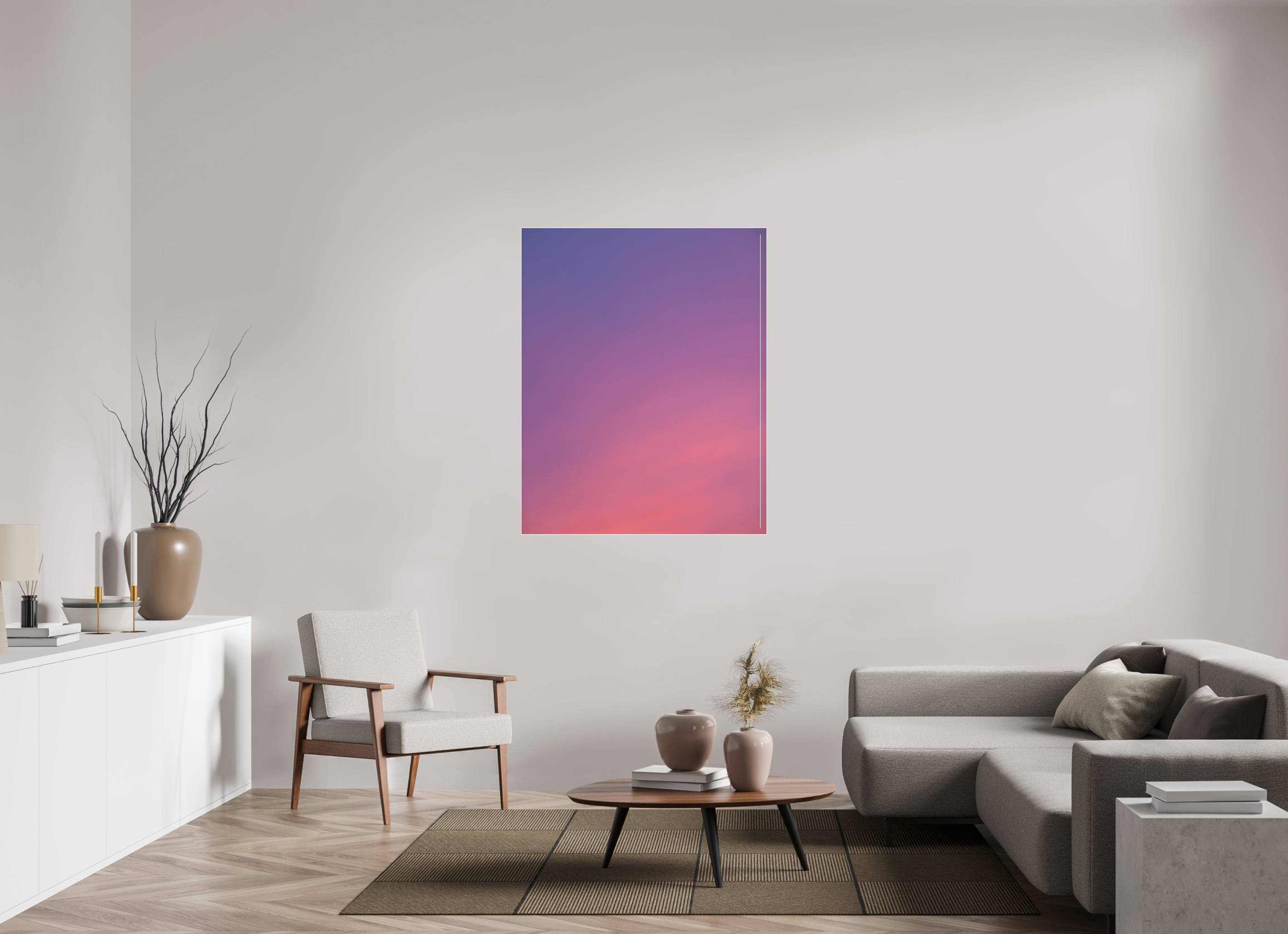 100 x 125 cm, Acrylic matt 2mm - Alu Slime Frame - white Sunset in Hamburg
