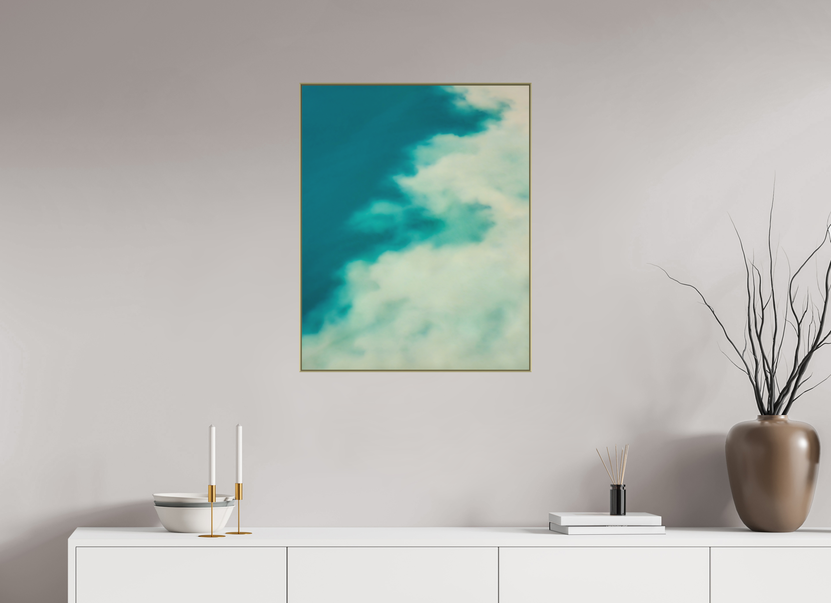 60 x 75 cm, Acrylic matt 2mm - Alu American case 25mm - gold Mingle