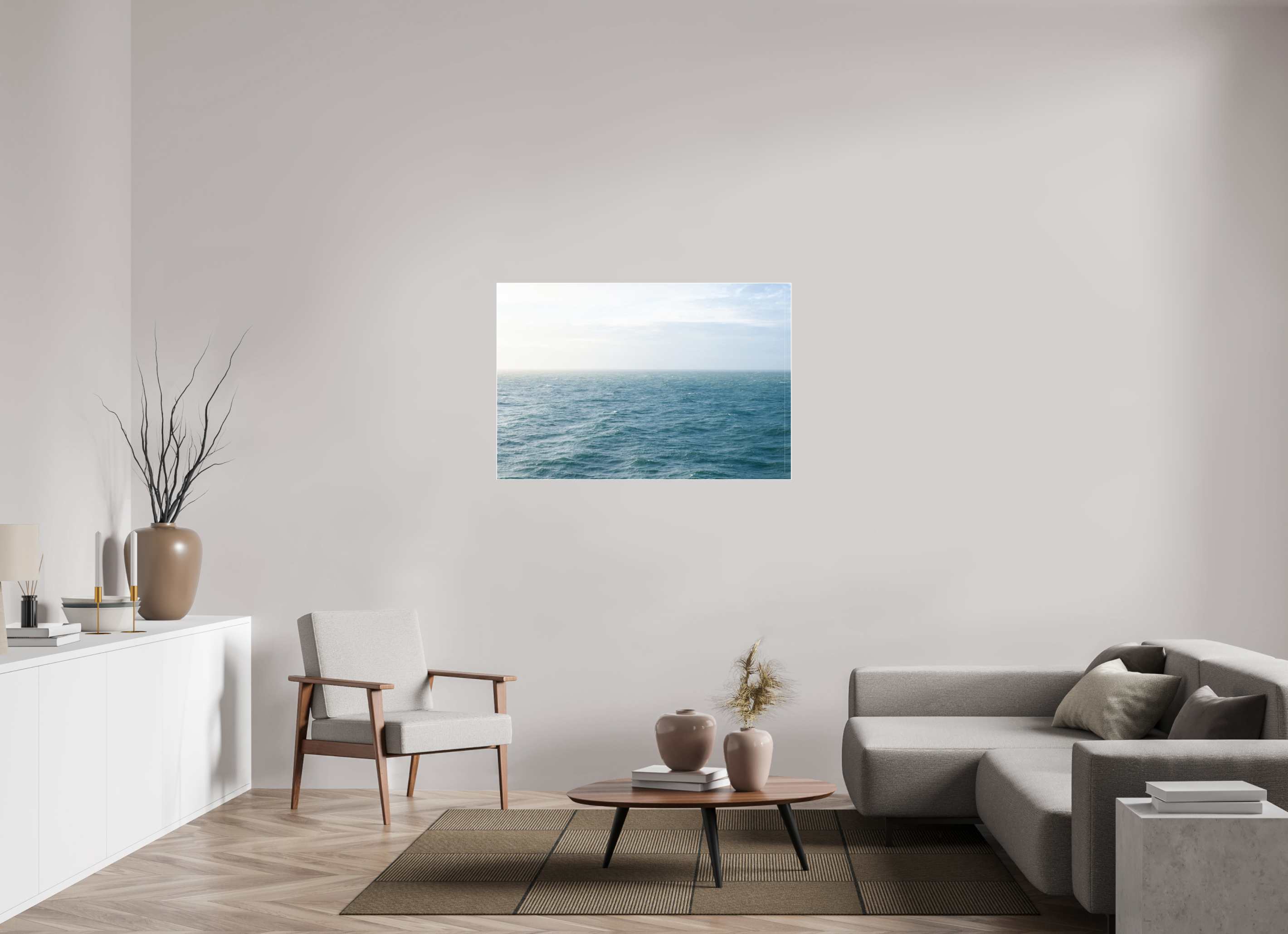 120 x 80 cm, Acrylic glossy 2mm - Alu Slime Frame - white North Sea