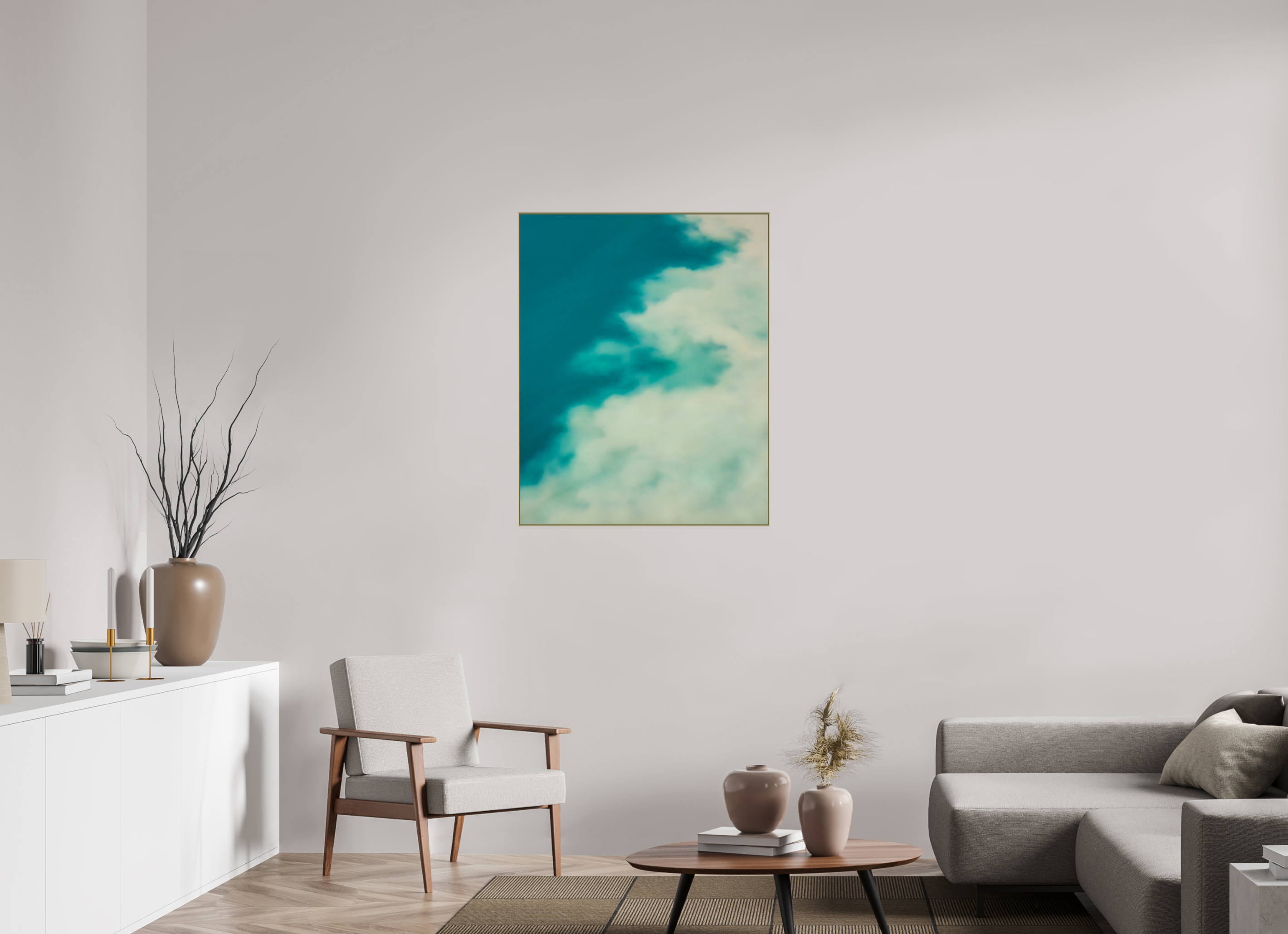 80 x 100 cm, Acrylic glossy 2mm - Alu American case 25mm - gold Mingle