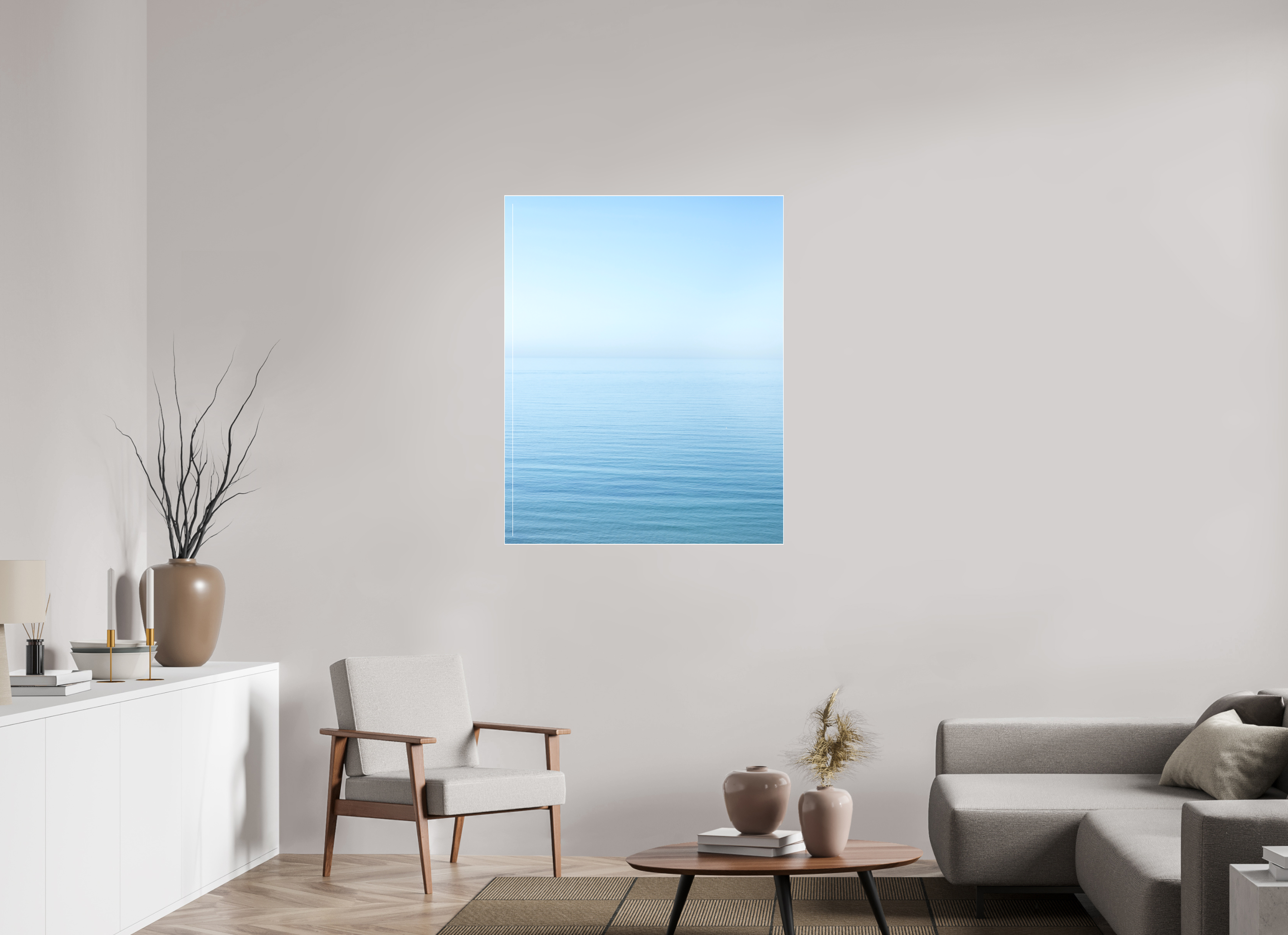 90 x 112,5 cm, Acrylic matt 2mm - Alu Slime Frame - white The sea Manche