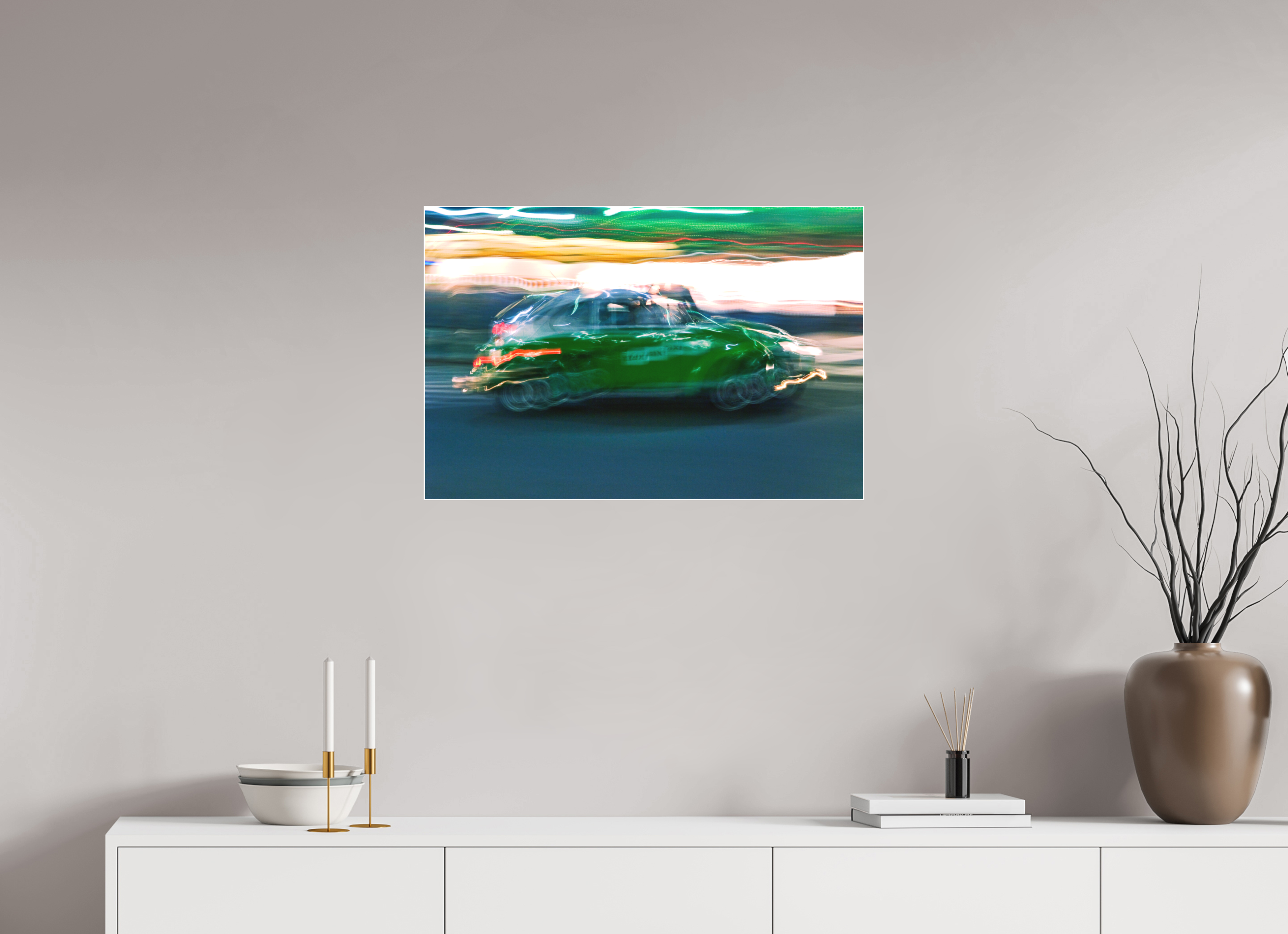 75 x 50 cm, Acrylic matt 2mm - Alu Slime Frame - white Taxi driver D-MX (Kopie)