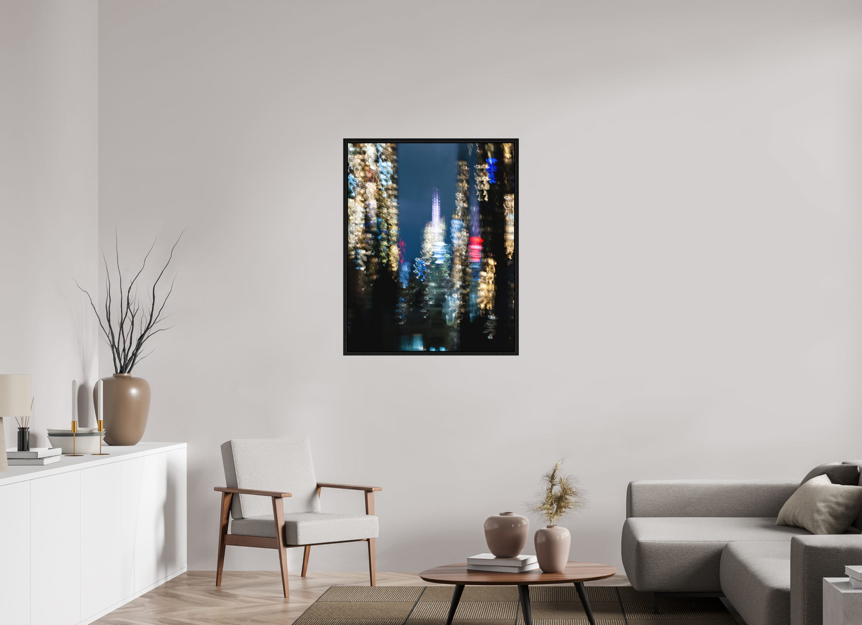 80 x 100 cm, Fine Art Print - Infinity Rag Photo 2 - Ame case 15mm - oak black NYC by night