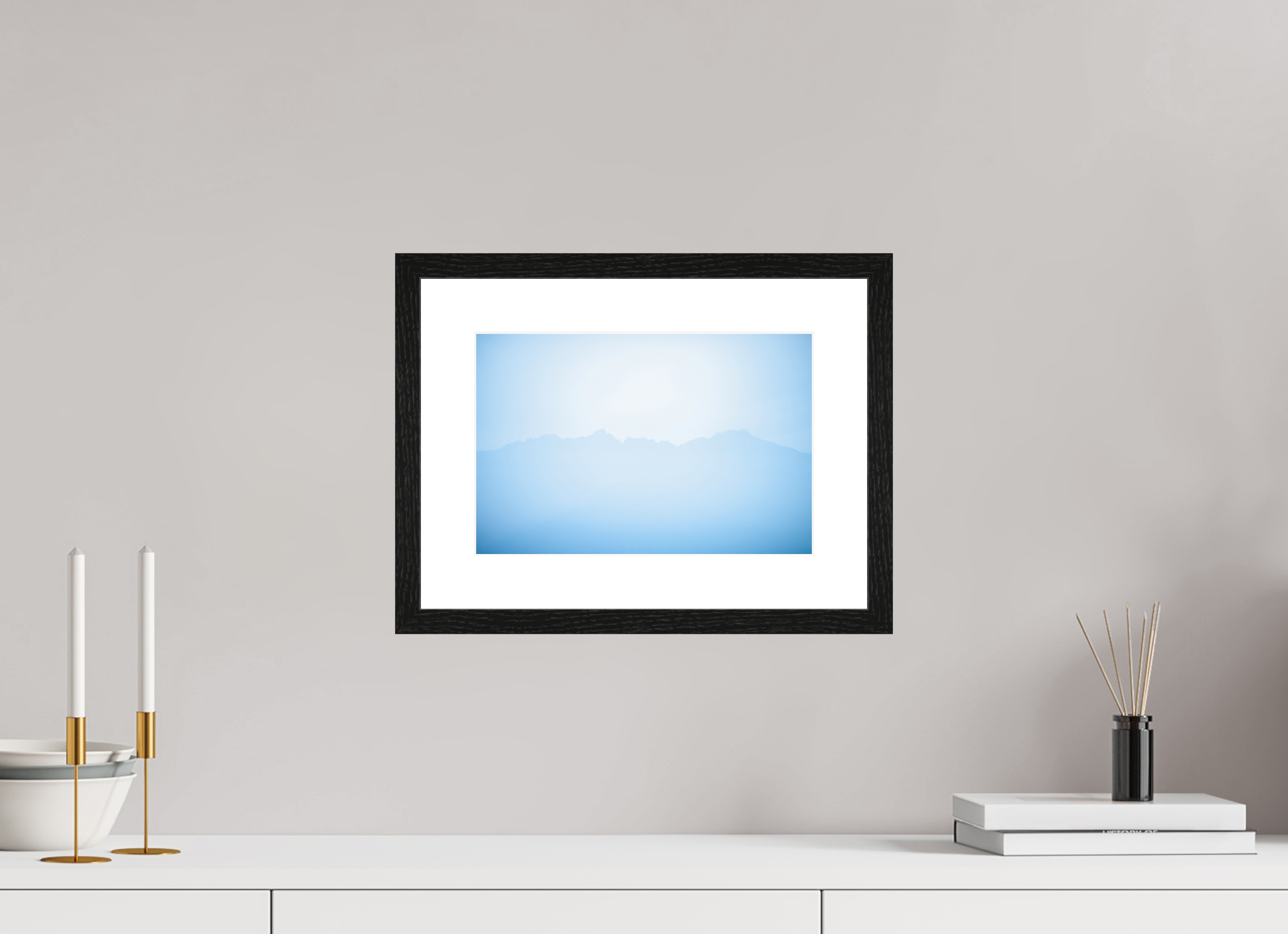 30 x 20 cm, Fine Art Print - Infinity Rag Photo 2 - PP 5cm - Oak black Frame 20mm Mountains of Como Lac