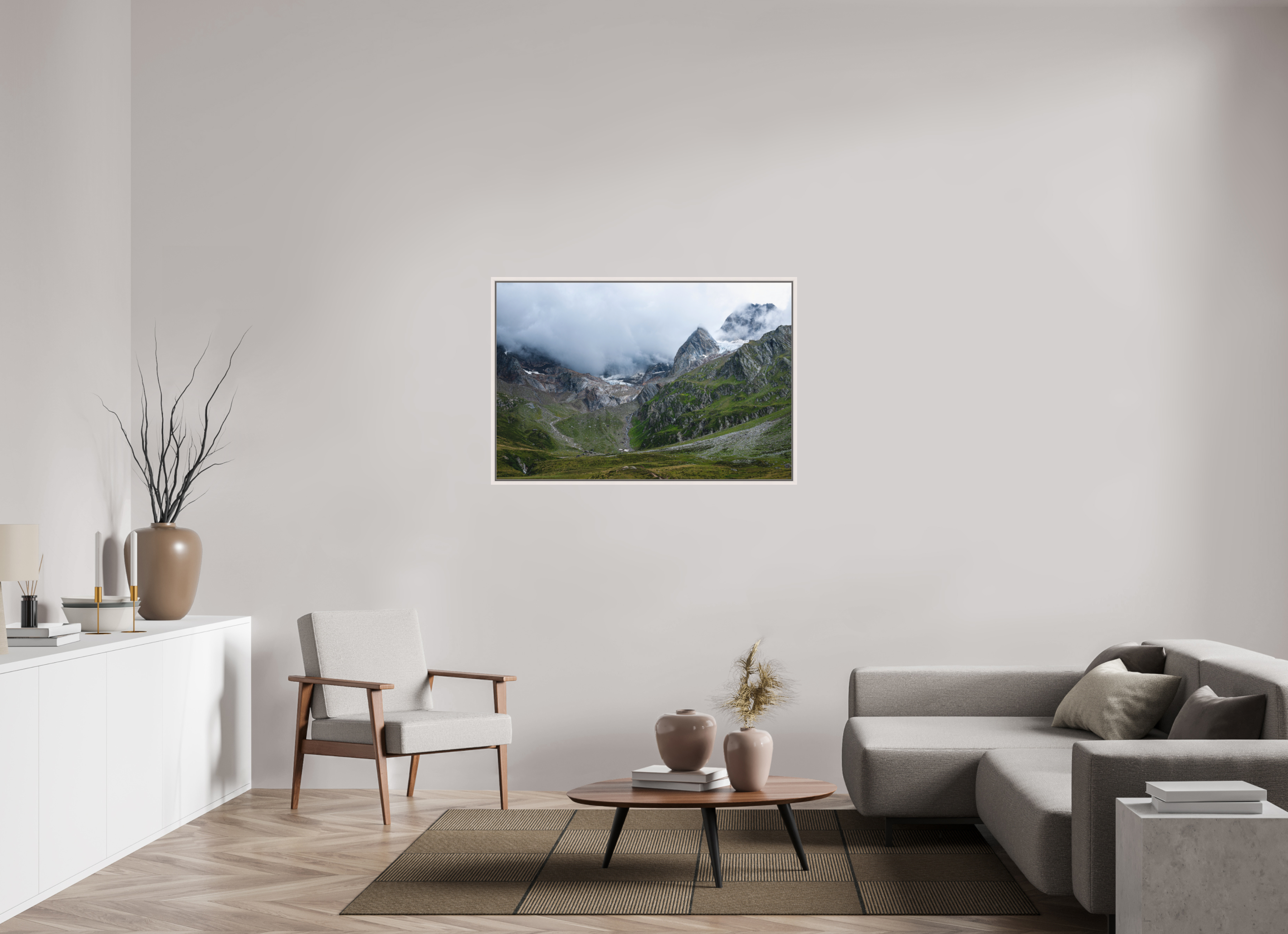 120 x 80 cm, Acrylic matt 2mm - American case 15mm - mapple white South Tyrol