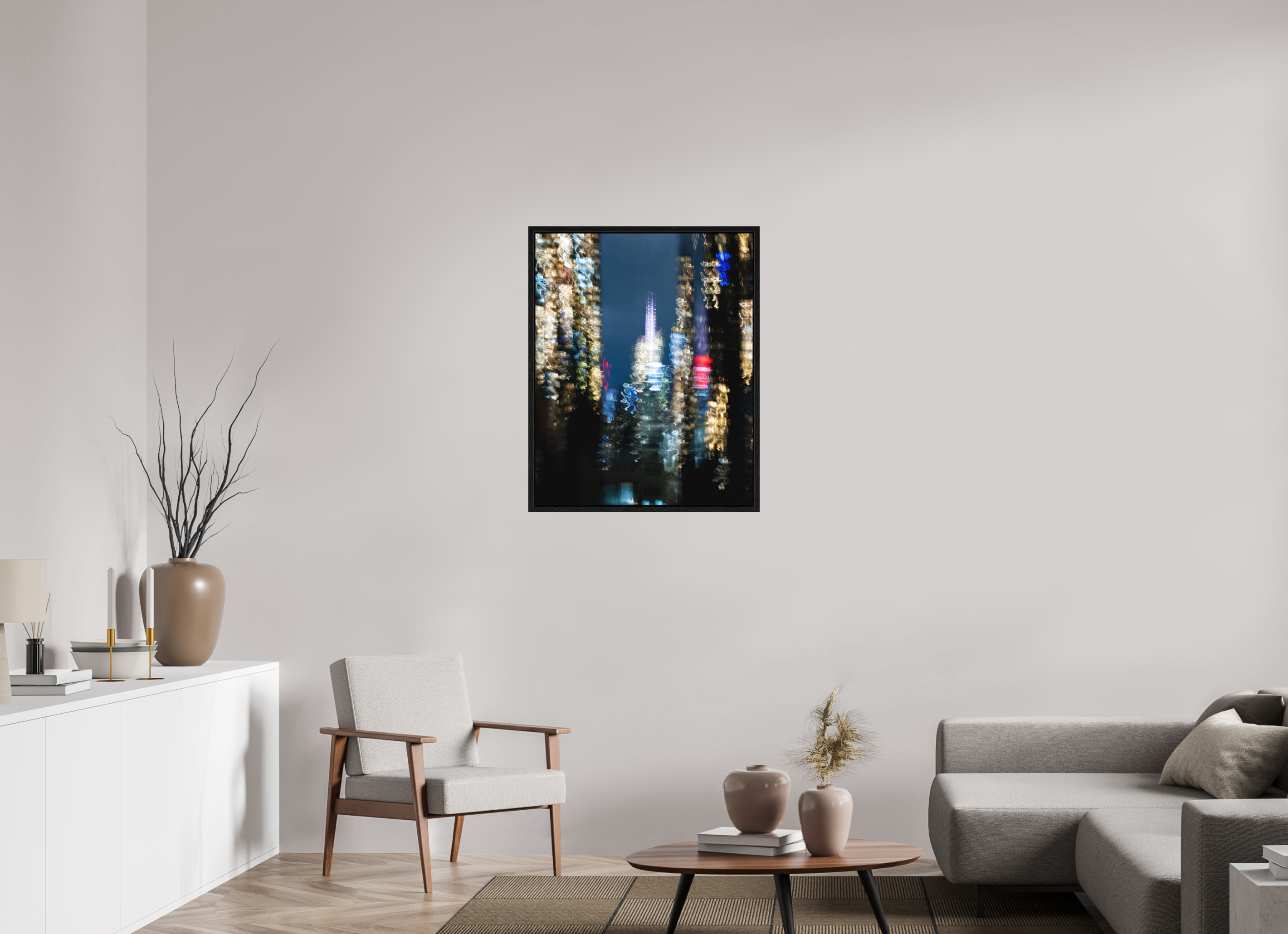 70 x 87,5 cm, Fine Art Print - Infinity Rag Photo 2 - Ame case 15mm - oak black NYC by night