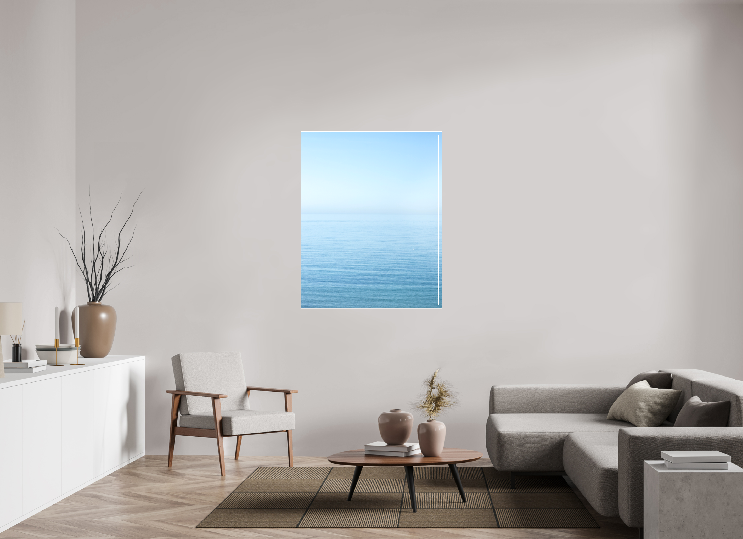 100 x 125 cm, Acrylic matt 2mm - Alu Slime Frame - white The sea Manche