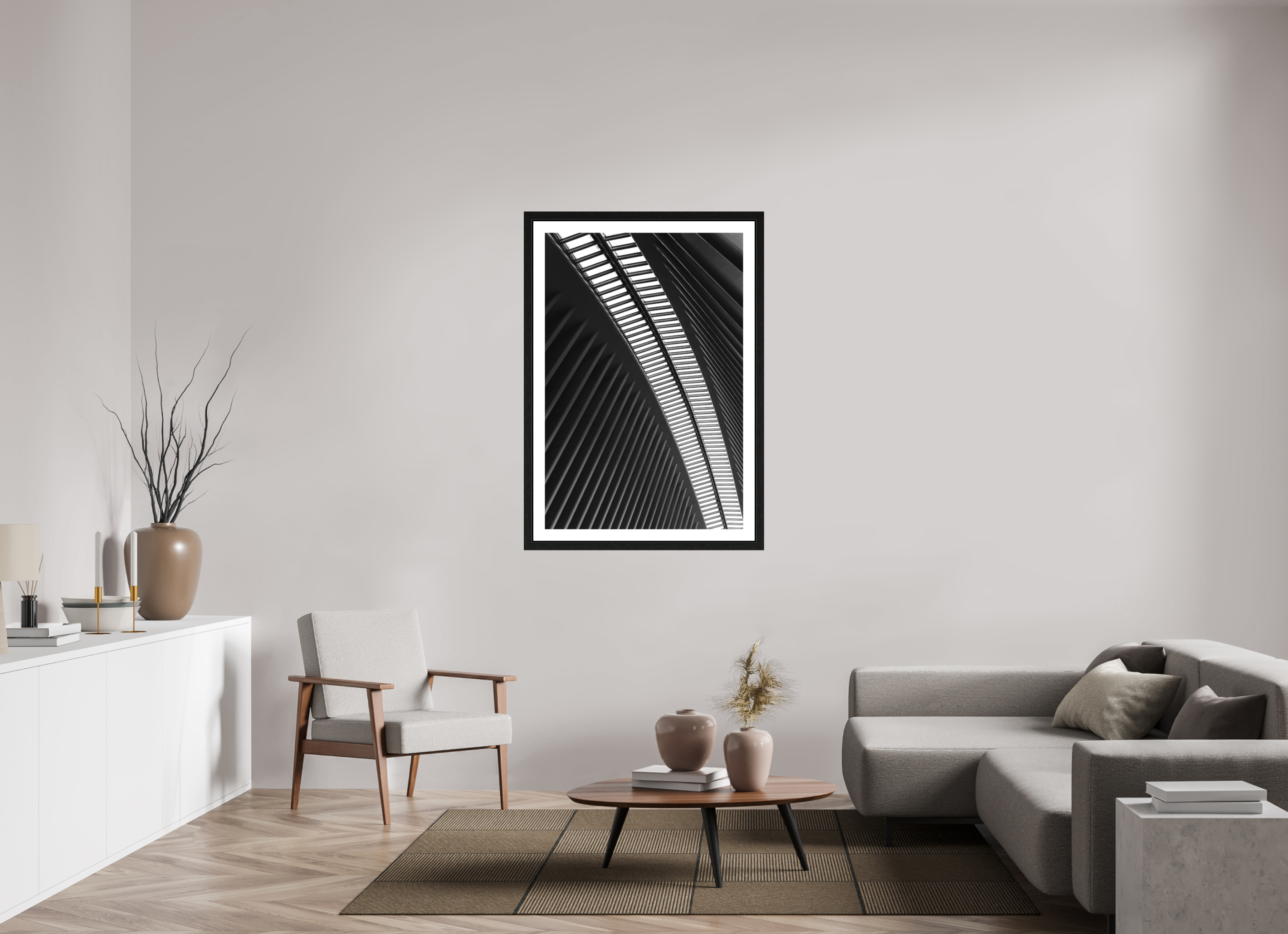 80 x 120 cm, Fine Art Print - Infinity Rag Photo 2 - border 5cm- Ame case 31mm - oak black Ground Zero Station 2
