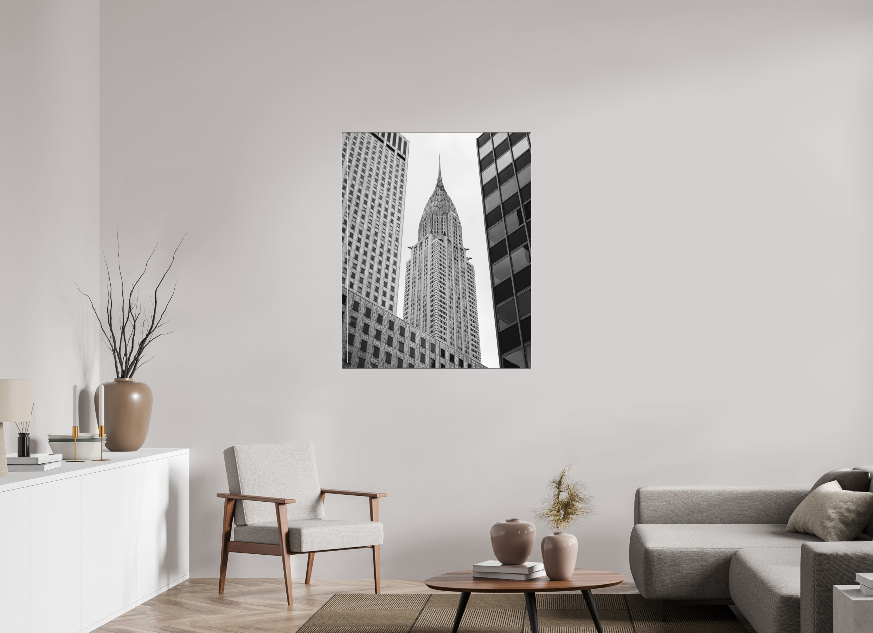 90 x 112,5 cm, Acrylic matt 2mm - Alu Slime Frame - black Chrysler Building