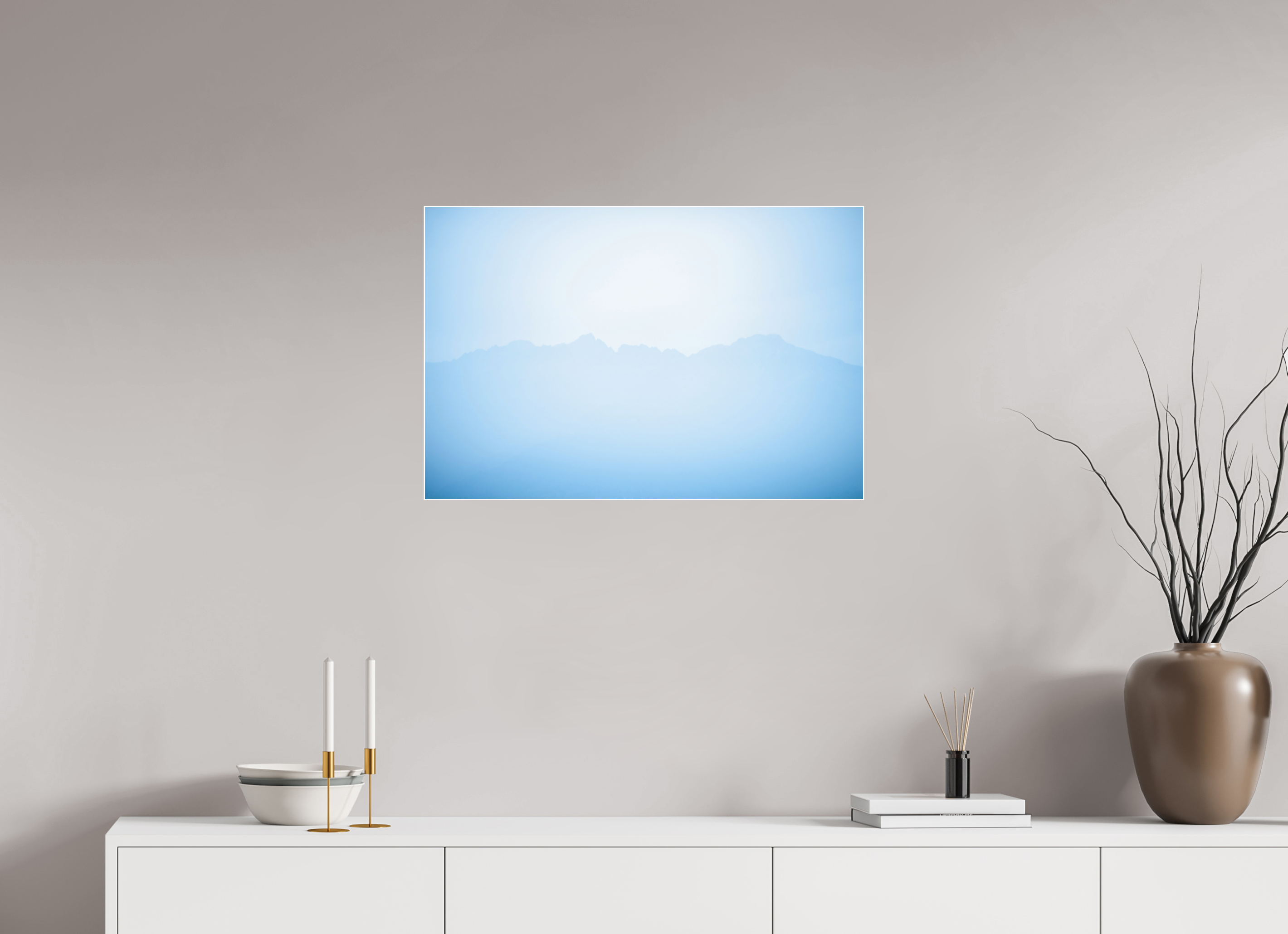 75 x 50 cm, Acrylic matt 2mm - Alu Slime Frame - white Mountains of Como Lac