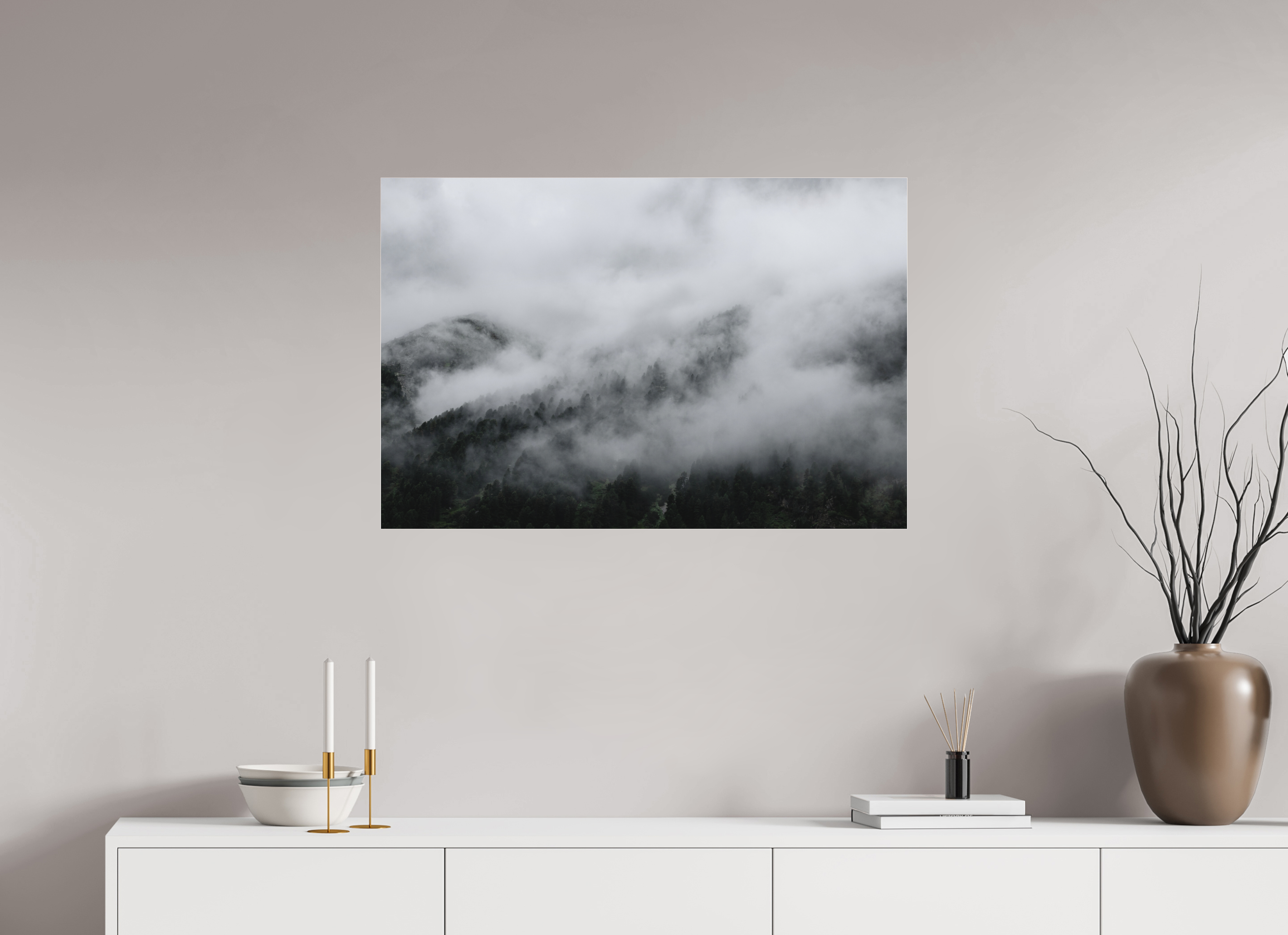 90 x 60 cm, Acrylic Matt 2mm The misty Mountains