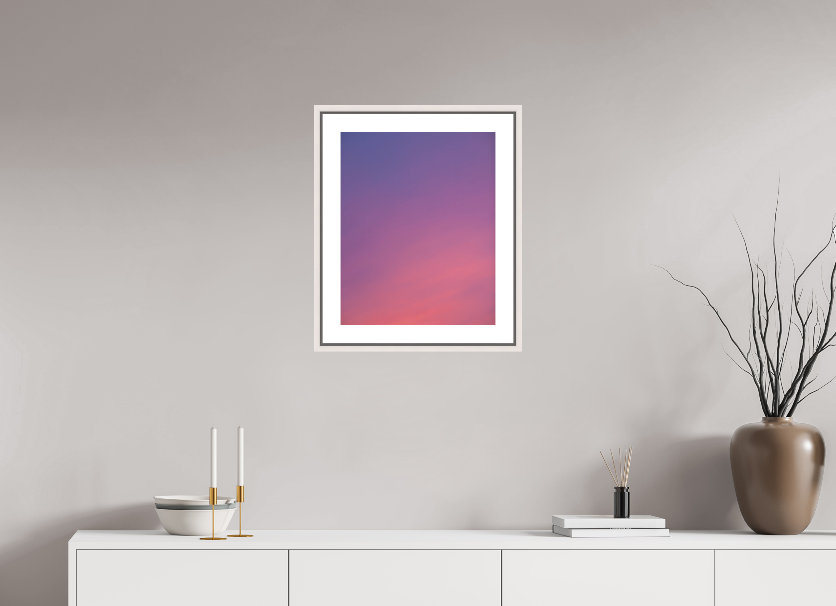 40 x 50 cm, Fine Art Print - Infinity Rag Photo 2 - border 5cm- Ame case 15mm - mapple white Sunset in Hamburg