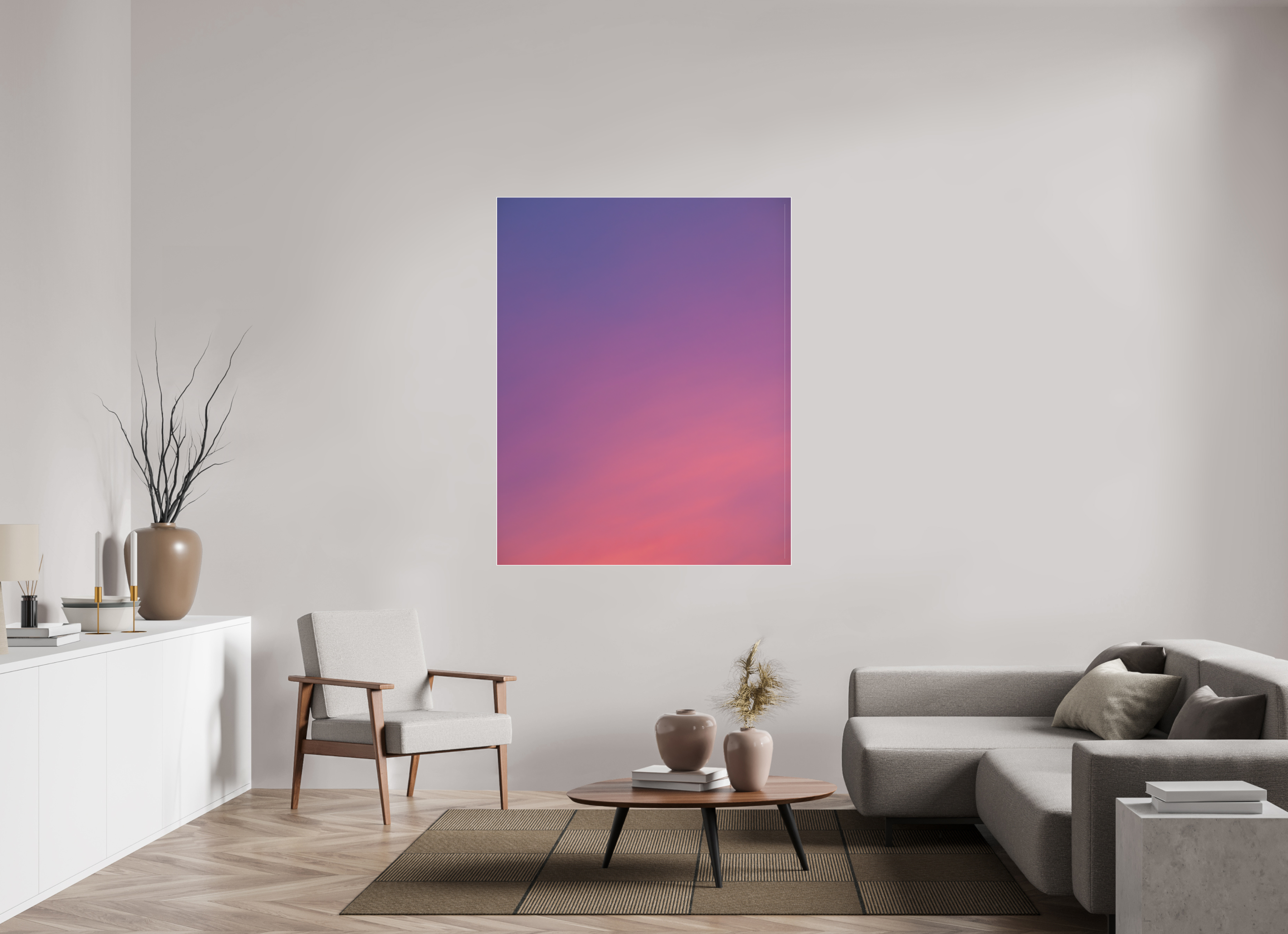 120 x 150 cm, Acrylic glossy 2mm - Alu Slime Frame - white Sunset in Hamburg