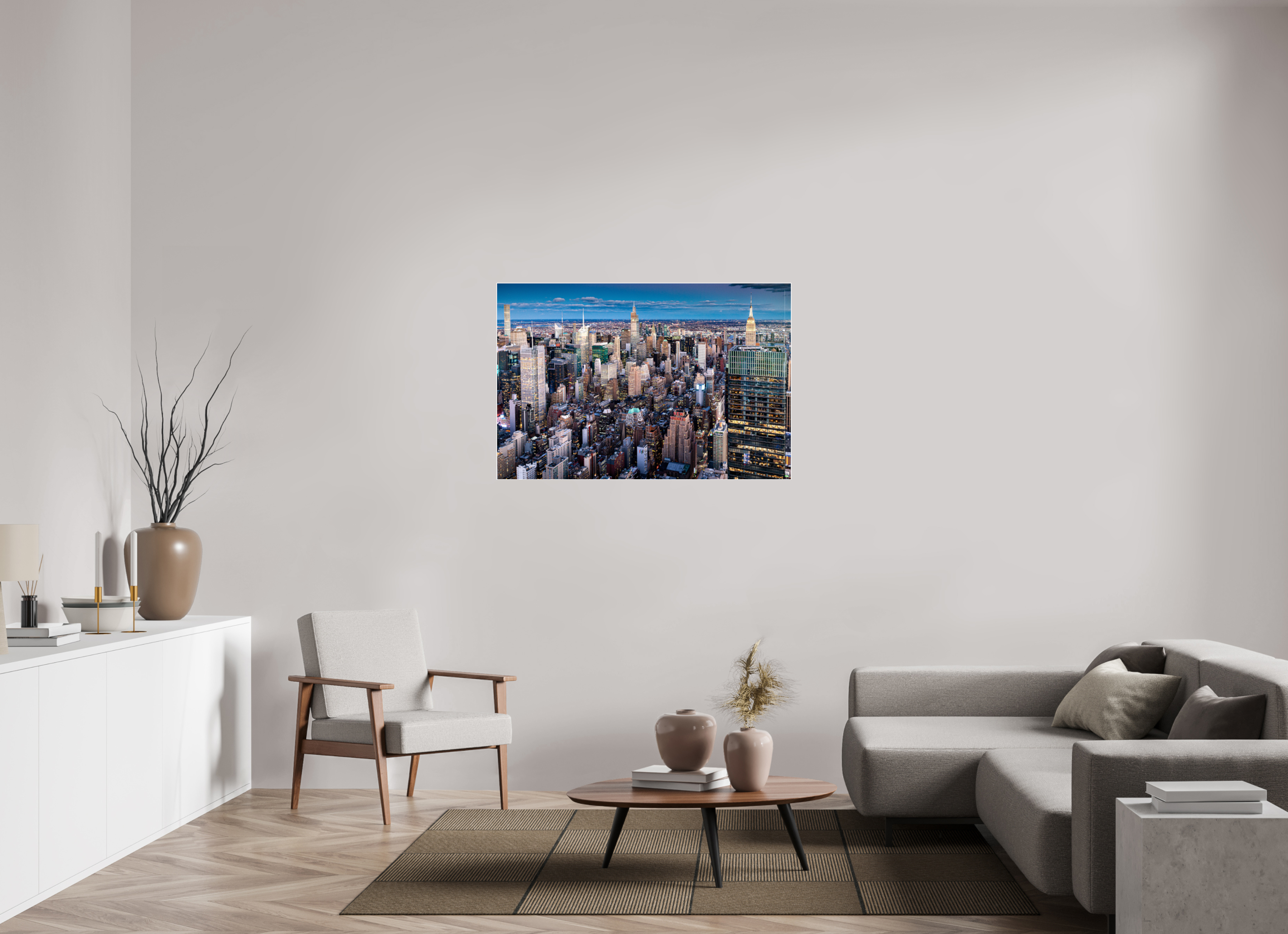 120 x 80 cm, Acrylic glossy 2mm - Alu Slime Frame - white NYC by night 2