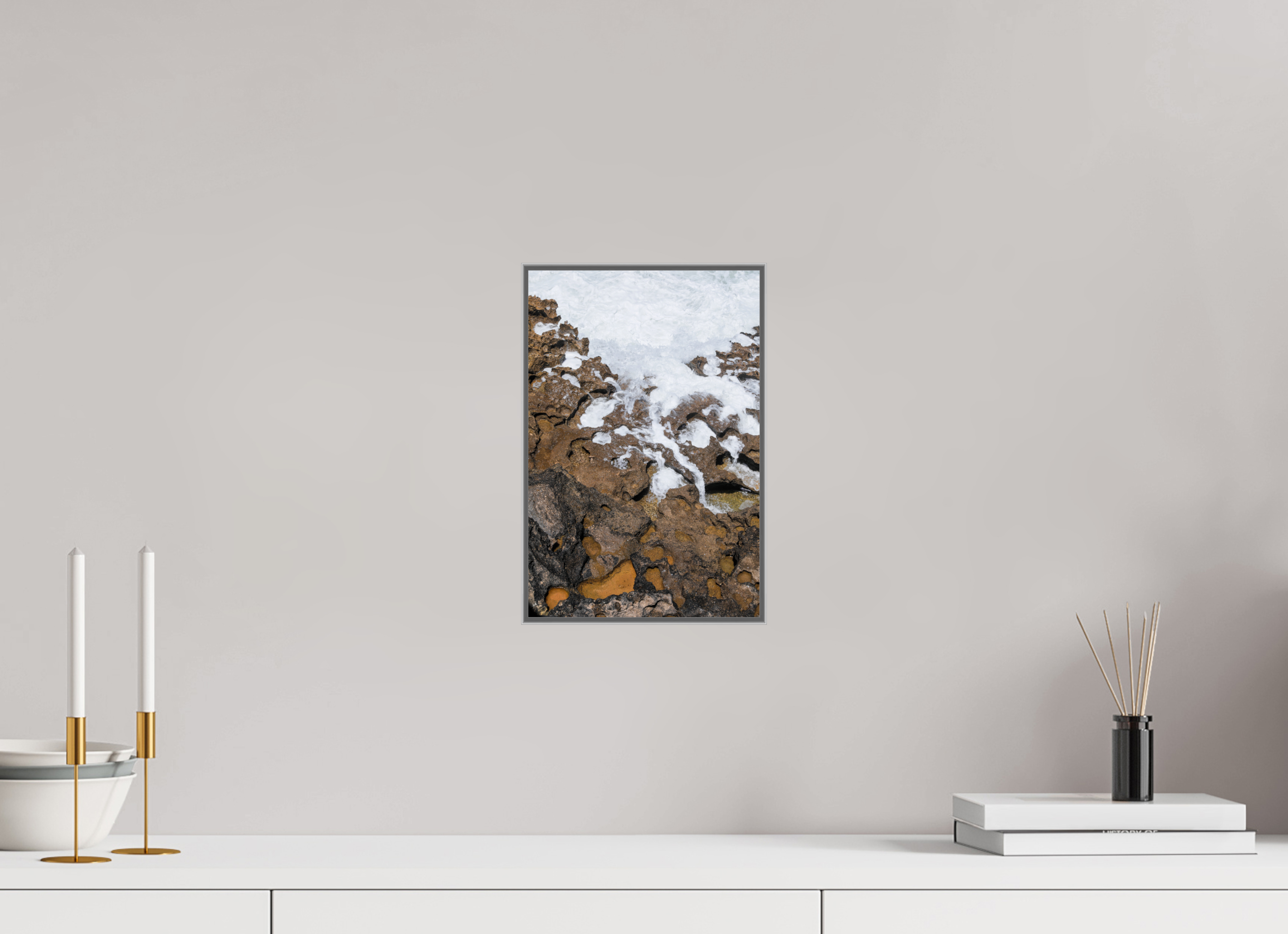 20 x 30 cm, Acrylic glossy 2mm - Alu American case 25mm - silver Earth & Sea 2