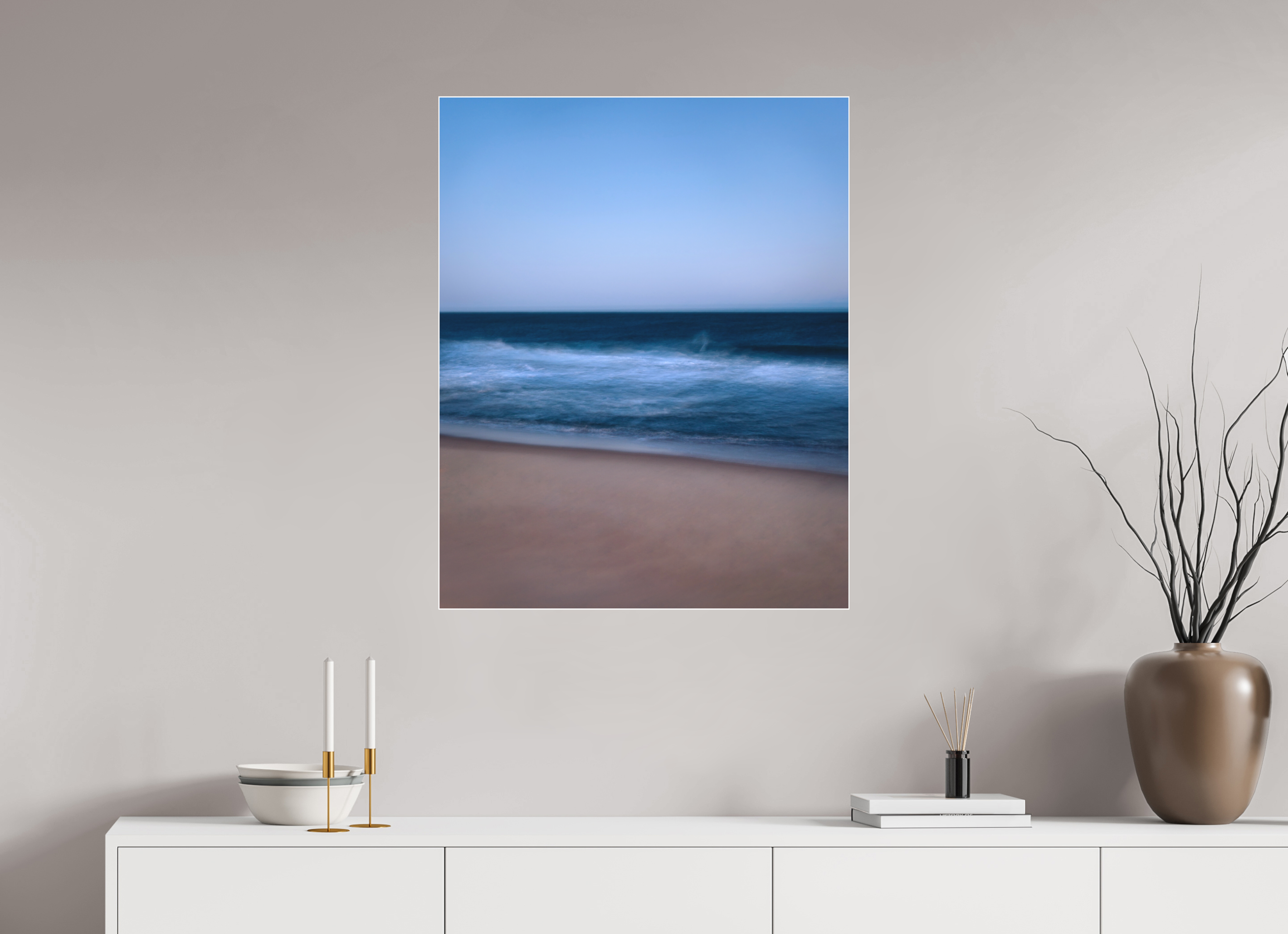 70 x 87,5 cm, Acrylic matt 2mm - Alu Slime Frame - white Long Island Beach