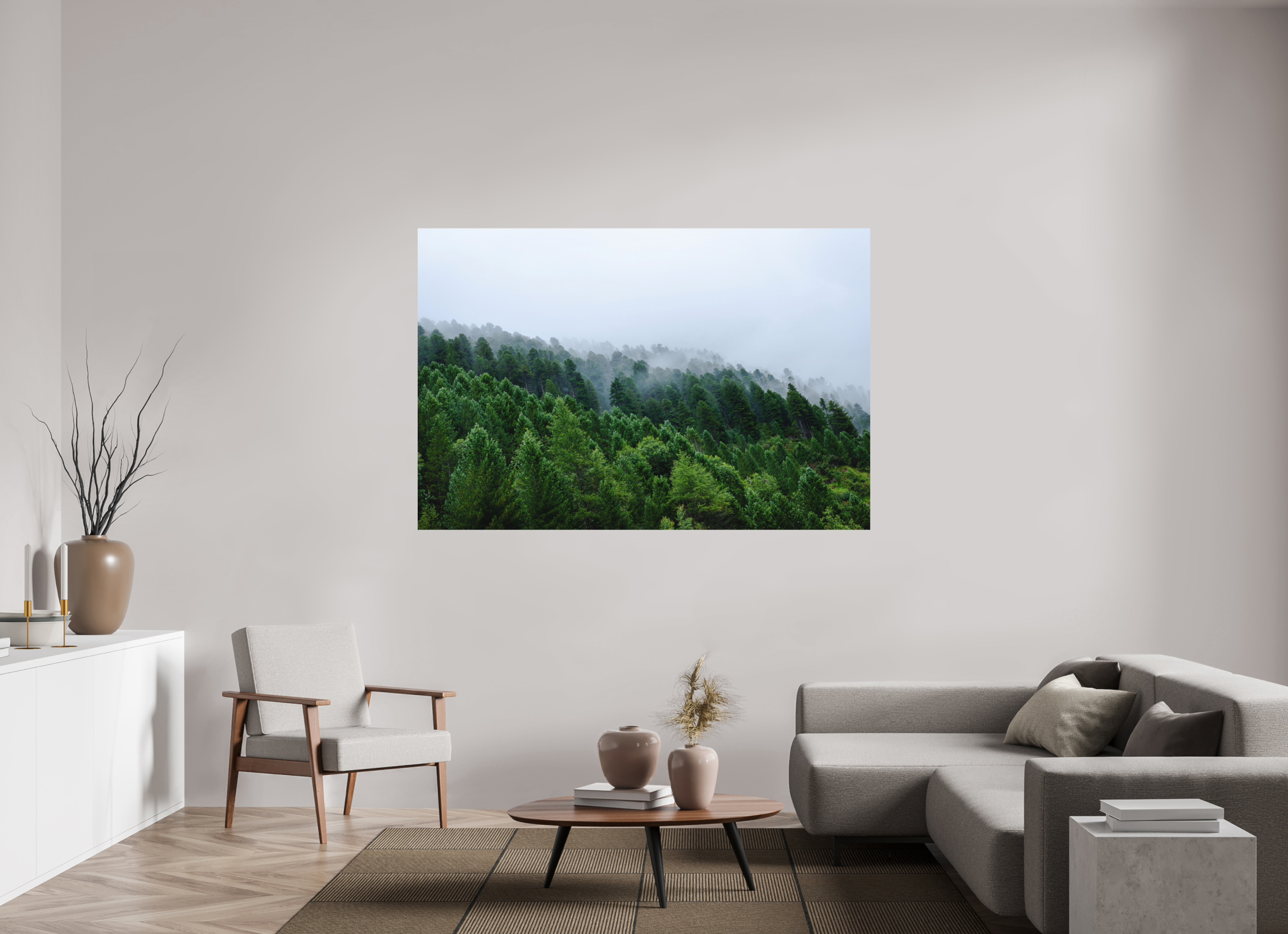 180 x 120 cm, Photo print Matt on Alu Dibond Trees lined slope 2