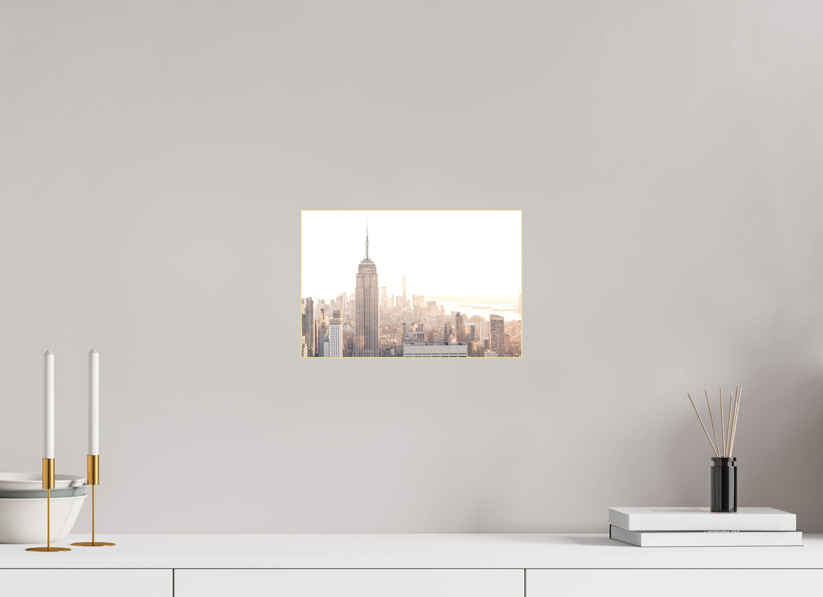 30 x 20 cm, Acrylic matt 2mm - Alu Slime Frame - gold Empire State Building sunnygold