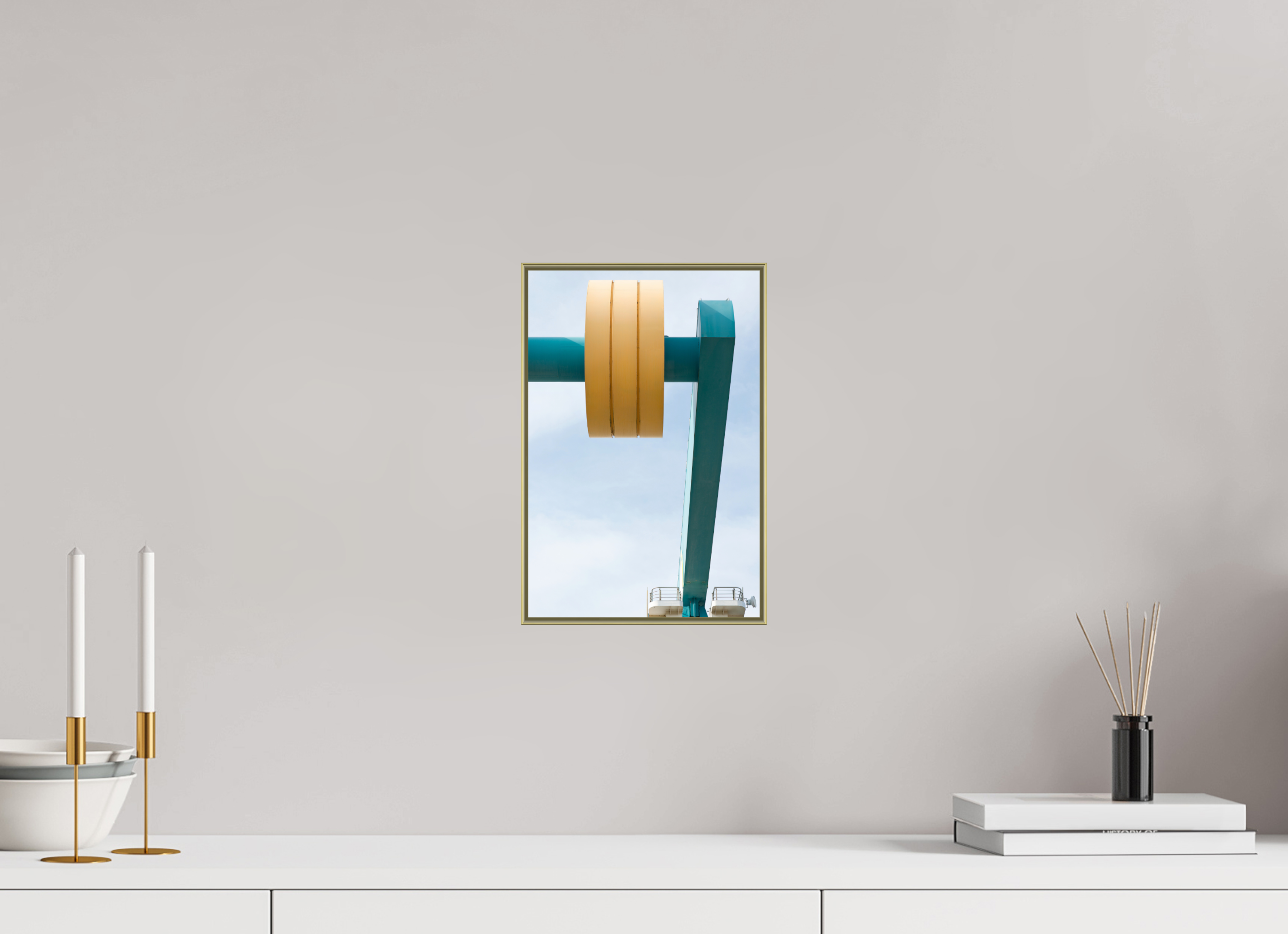 20 x 30 cm, Acrylic glossy 2mm - Alu American case 25mm - gold Counterweight