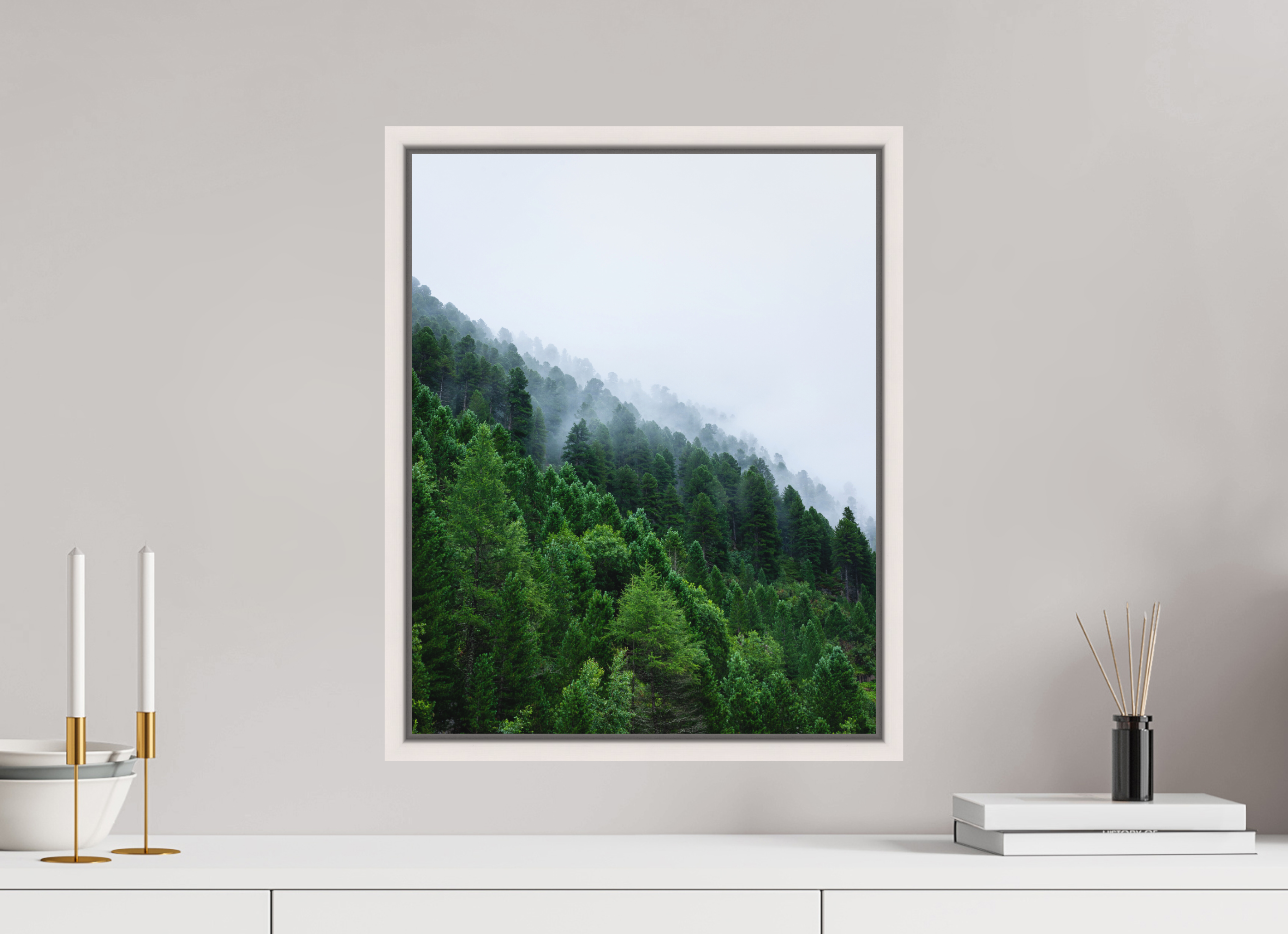40 x 50 cm, Fine Art Print - Infinity Rag Photo 2 - Ame case 15mm - mapple white Trees lined slope
