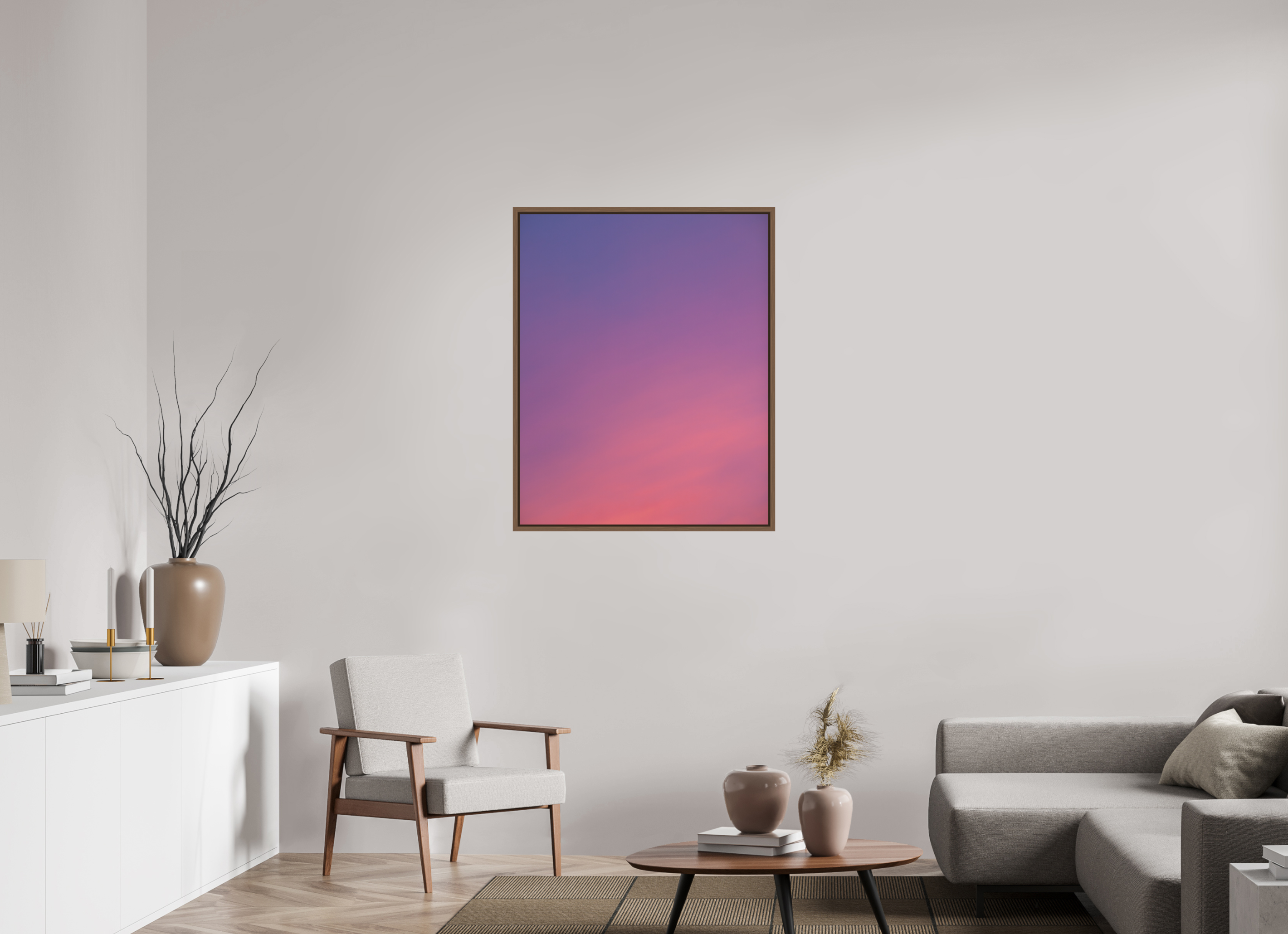 80 x 100 cm, Fine Art Print - Infinity Rag Photo 2 - Ame case 15mm - walnut Sunset in Hamburg
