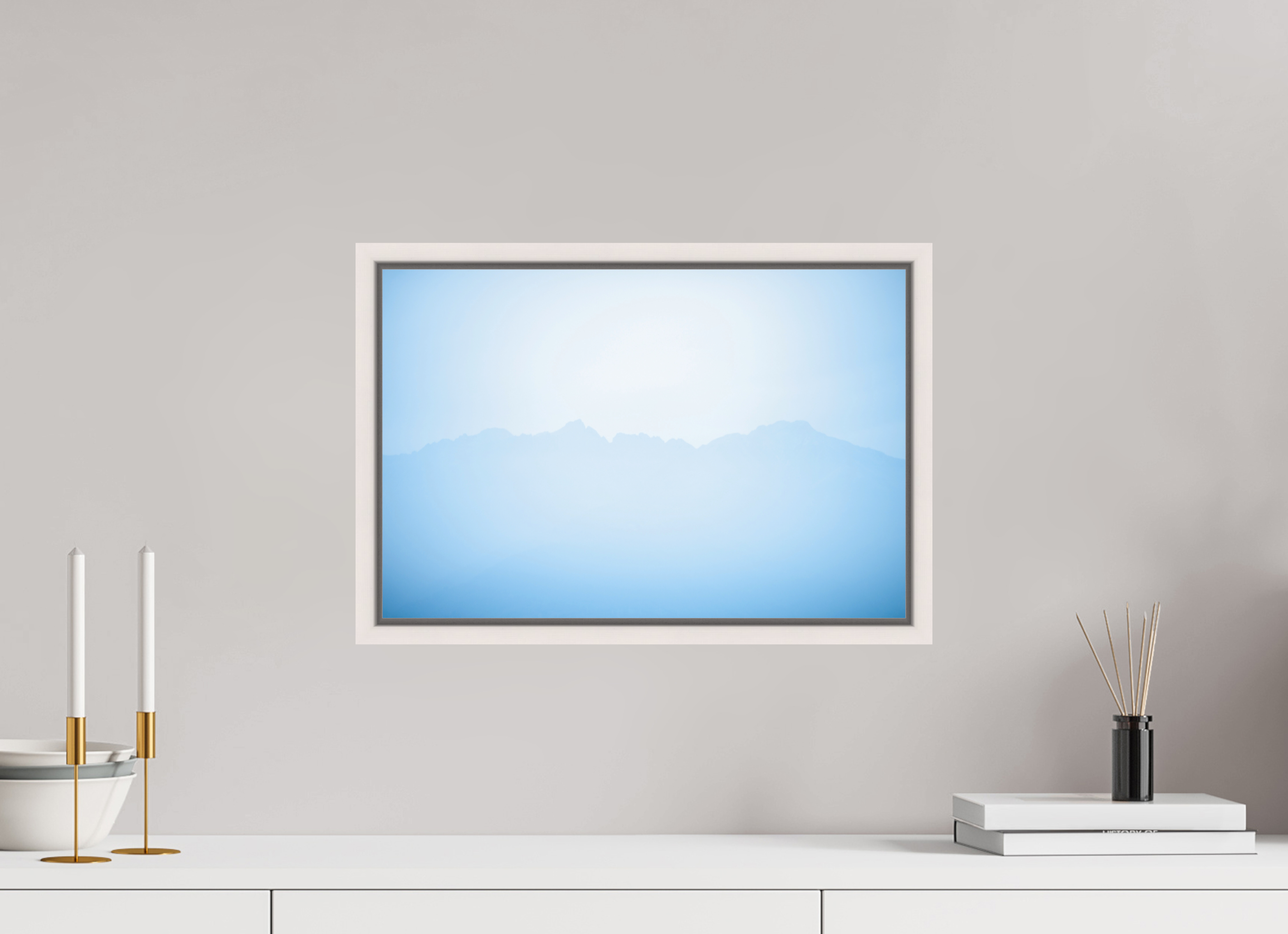 45 x 30 cm, Acrylic matt 2mm - American case 15mm - mapple white Mountains of Como Lac