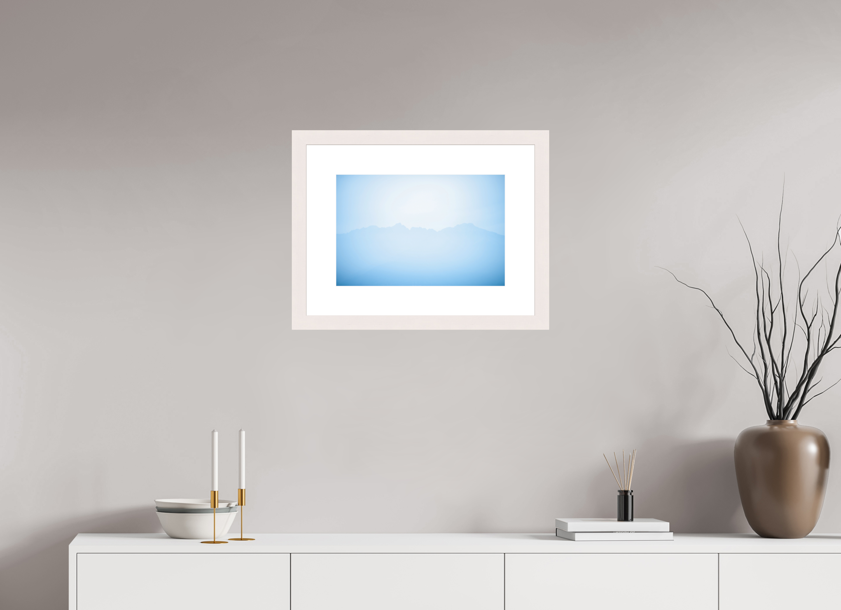 45 x 30 cm, Fine Art Print - Infinity Rag Photo 2 - PP 8cm - Mapple white Frame 40mm Mountains of Como Lac